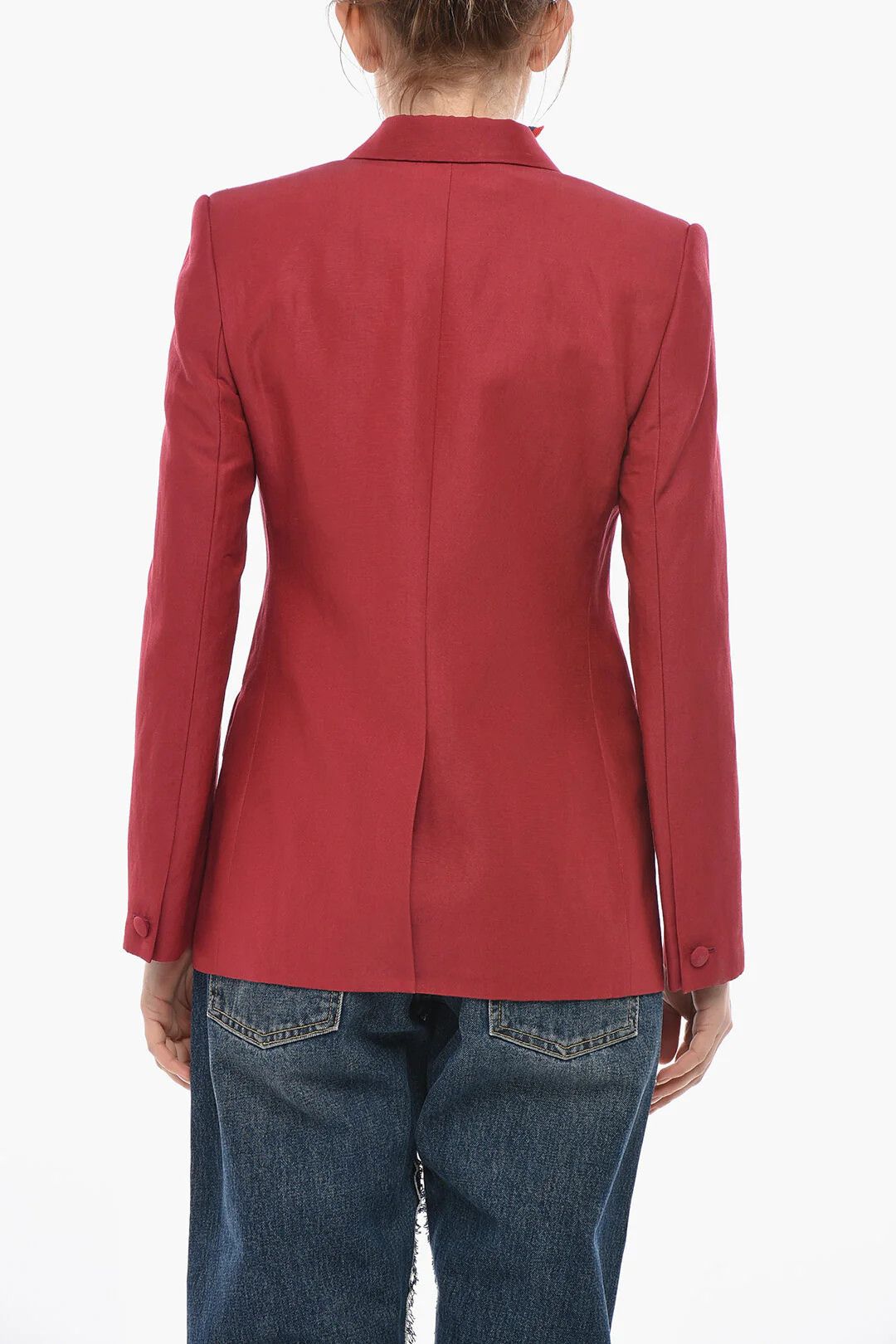 Givenchy og1mm0326 Linen-And-Silk Double-Breasted Blazer in Red Size S / US 4 / IT 40 - 2 Thumbnail