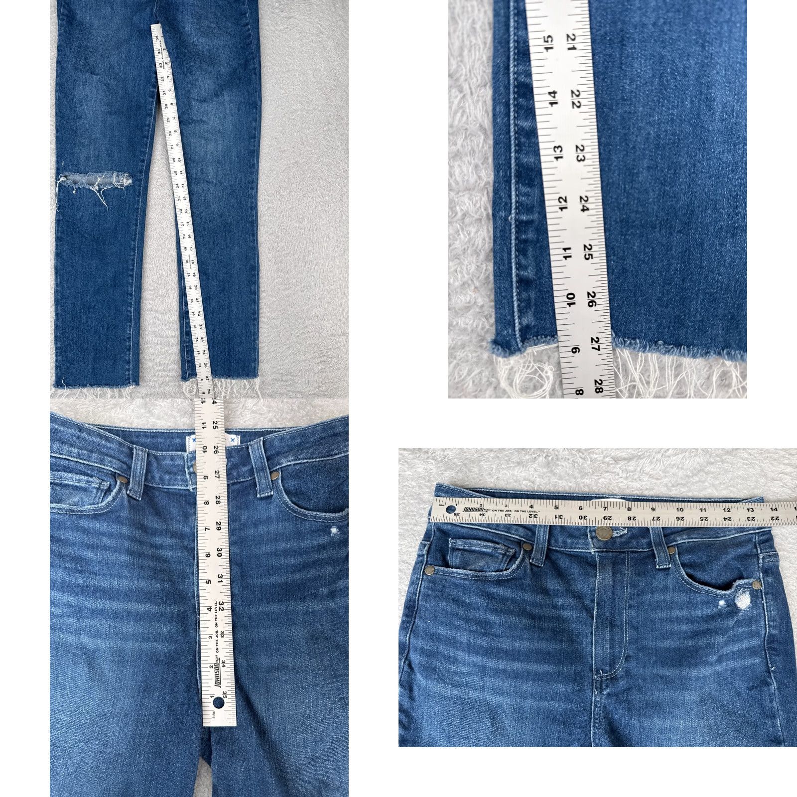 Paige PAIGE Jeans Womens 27 Blue Denim Straight Leg Hoxton Slim Distressed 27x27 Size 27" / US 4 / IT 40 - 8 Thumbnail