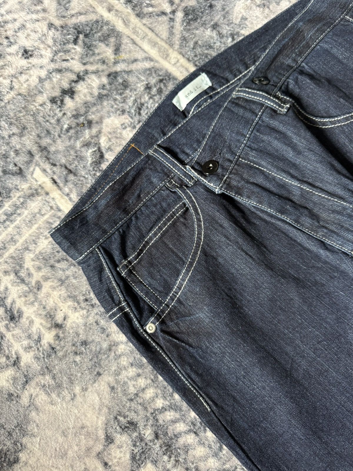 Japanese Brand And it Japan Asymmetric Fly Diagonal Cut Wide Denim Jeans Size US 32 / EU 48 - 9 Thumbnail
