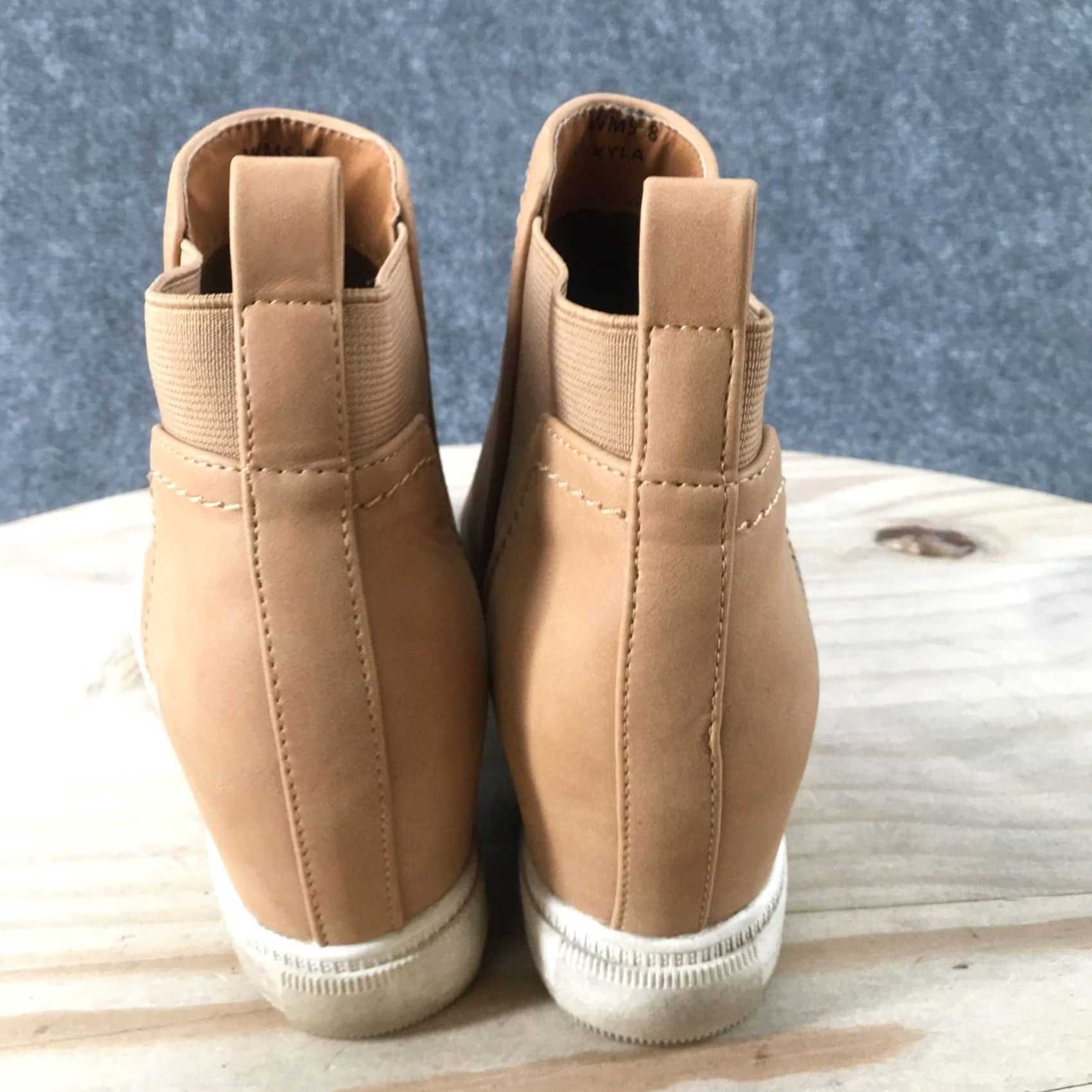 Dolce Vita DV Dolce Vita Boots Womens 8 Kyla Ankle Booties Beige Leather Pull On Wedge Size US 8 / IT 38 - 6 Thumbnail