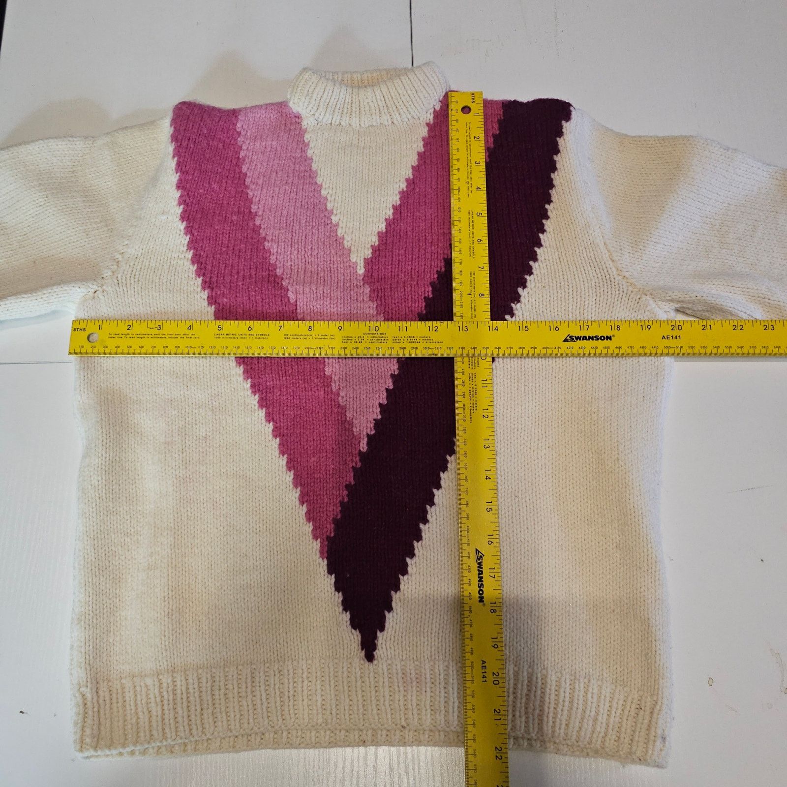 Vintage Vintage 70s Wool Ski Sweater Beige Pink Cabincore S 3848 Size S / US 4 / IT 40 - 4 Thumbnail