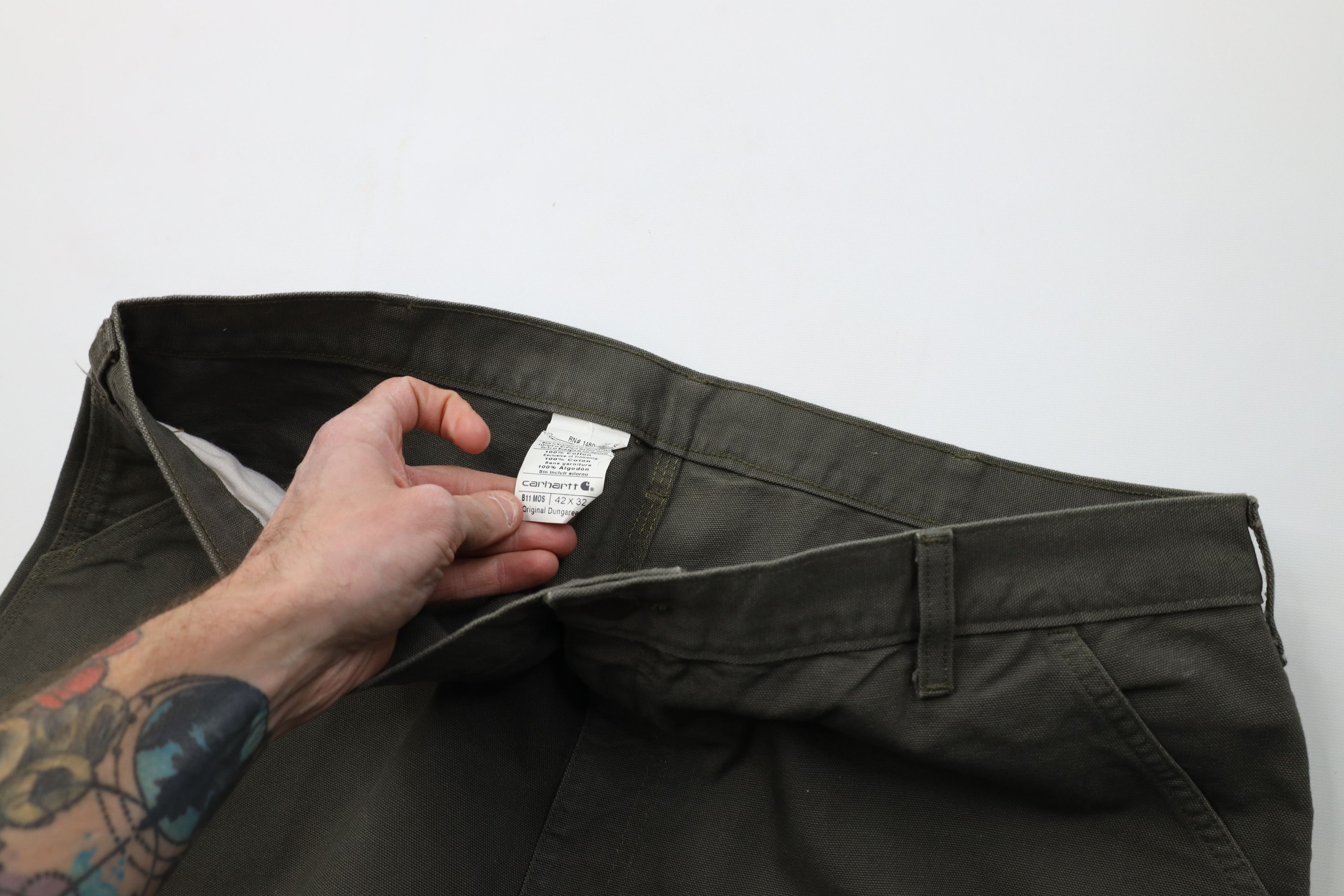 Carhartt Vintage Y2K Carhartt Wide Leg Dungaree Pants Moss Green Size US 42 / EU 58 - 8 Thumbnail