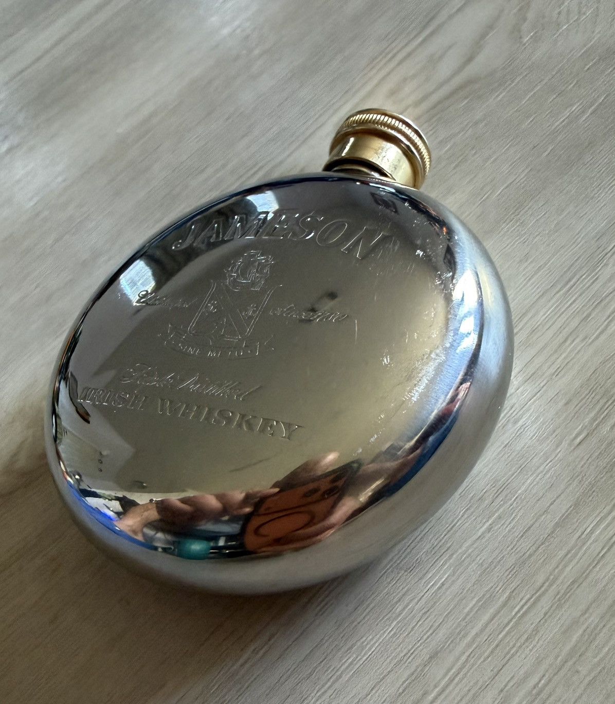 Vintage Vintage Jameson Whiskey Round Hip Flask Brass Screw Top Size ONE SIZE - 3 Thumbnail