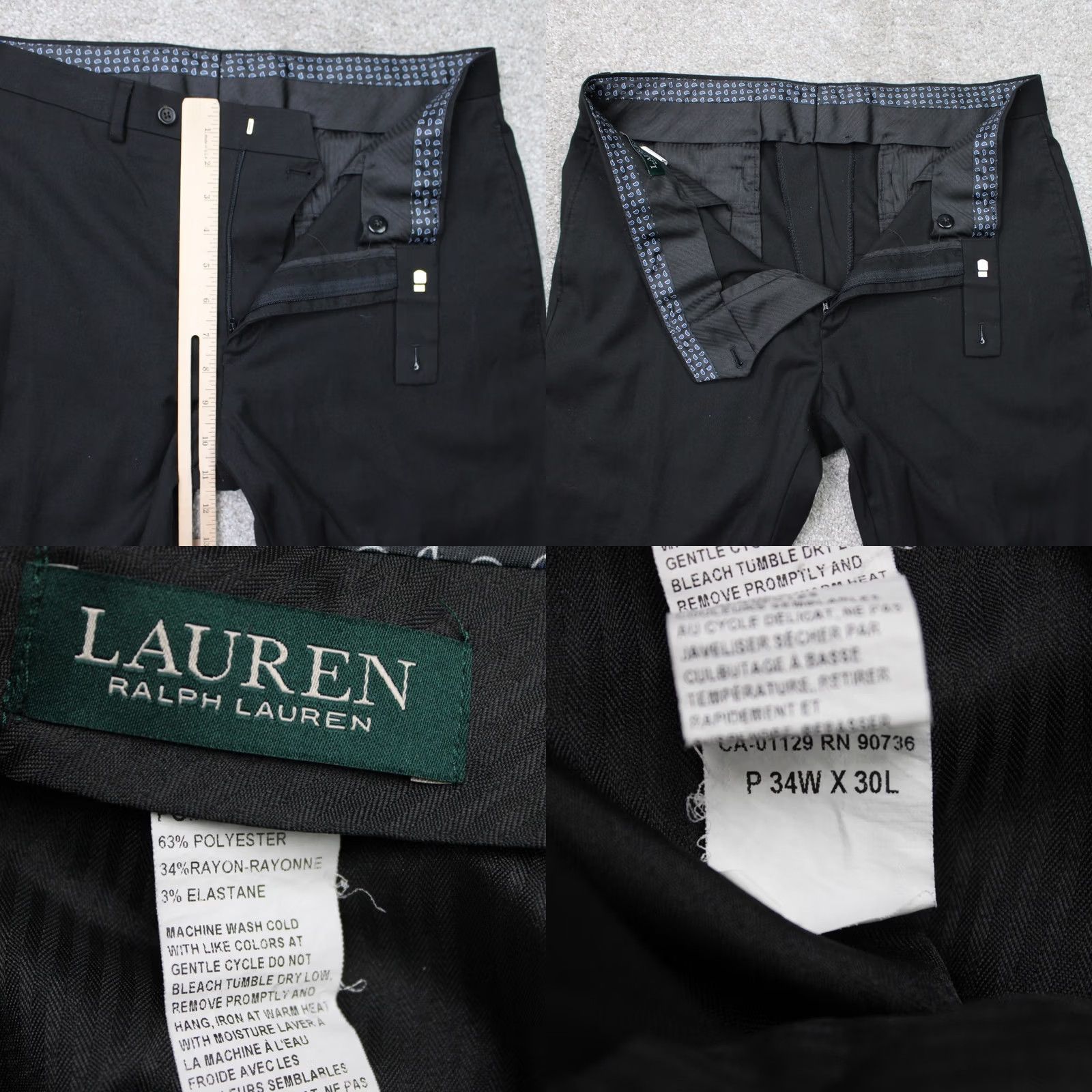 Ralph Lauren LAUREN Ralph Lauren Pants Mens 34x30 Black Flat Front Polyester/Rayon Stretch Dress Pants Size US 34 / EU 50 - 8 Thumbnail