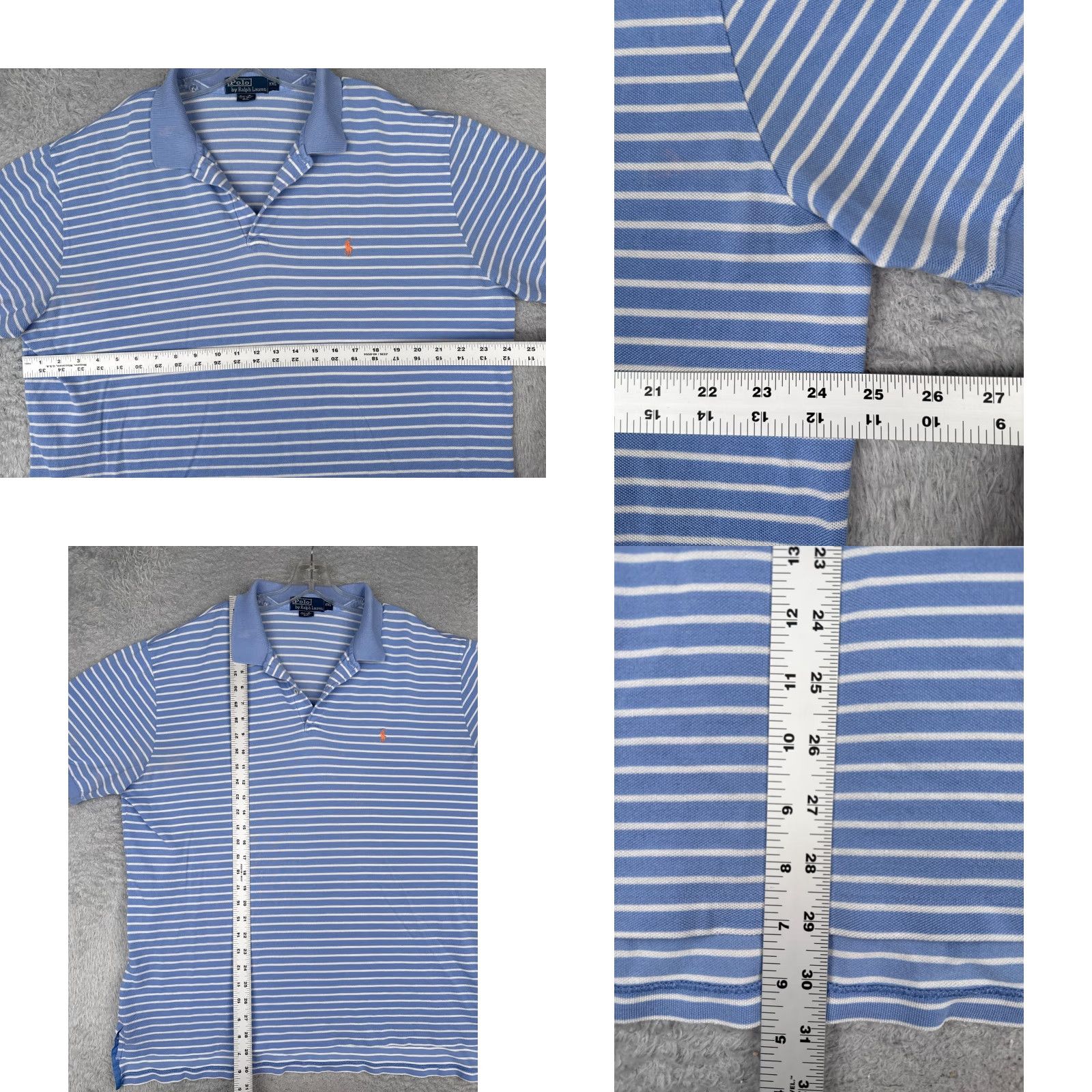 Ralph Lauren VTG Ralph Lauren Polo Shirt Men 2XL Blue Stripe Short Sleeve Cotton READ Size US XXL / EU 58 / 5 - 8 Thumbnail