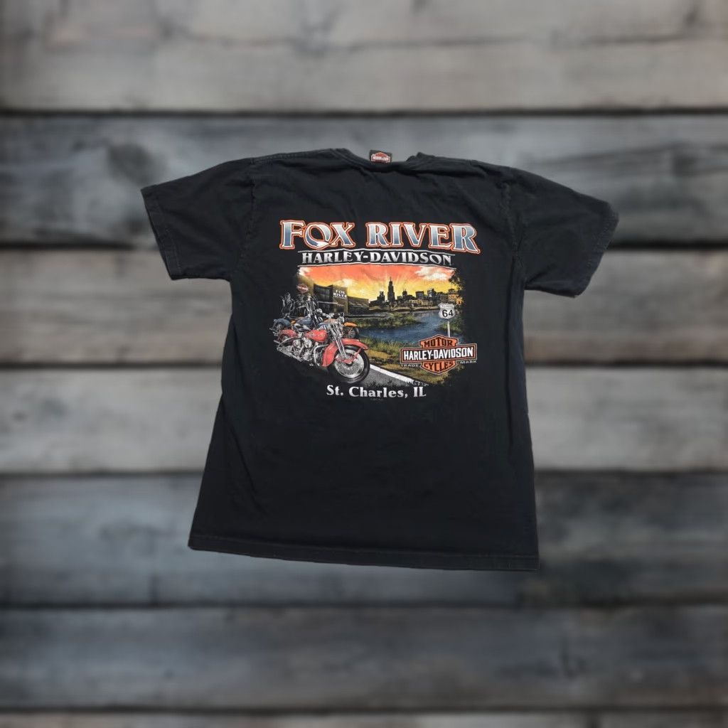 Harley Davidson VINTAGE Harley-Davidson Shirt Mens M Black Fox River St Charles Biker Rider Size US M / EU 48-50 / 2 - 1 Thumbnail
