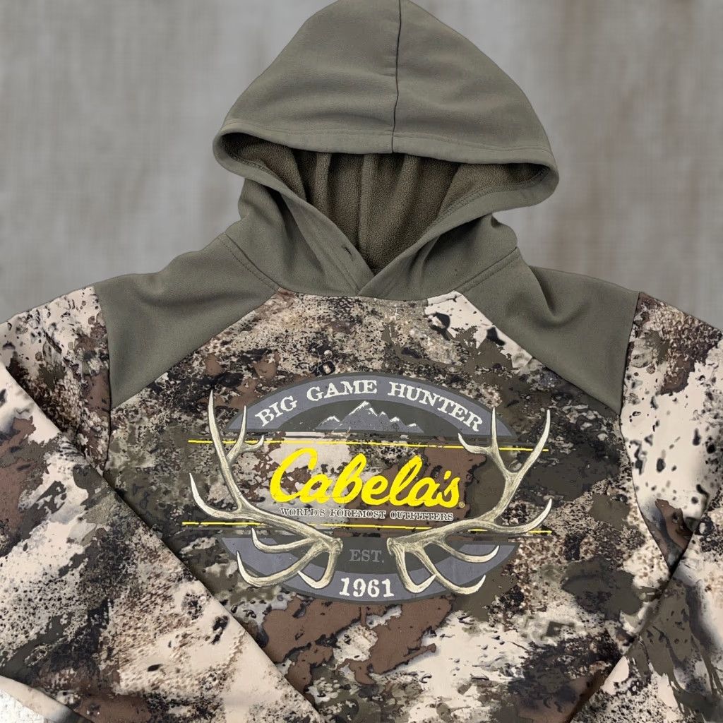 Vintage Cabela's Hoodie Men Small Brown Camo Logo Pullover • Camouflage Sweatshirt with Hooded Pockets All Seasons Size US S / EU 44-46 / 1 - 1 Thumbnail