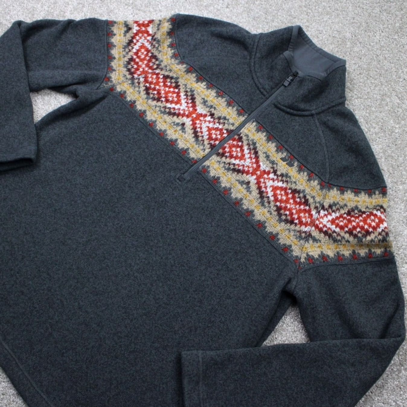 Vintage Koppen Sweater Mens Large Gray/Red/Yellow 1/4 Zip Pullover Sweatshirt Size US L / EU 52-54 / 3 - 3 Thumbnail