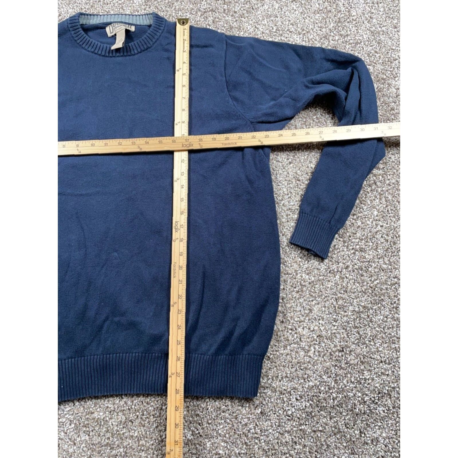 Vintage Duluth Men's Sweater Crewneck Large Tall Dark Blue Chunky Knit Cotton Blend Pullover Solid Classic Preppy Retro Size US L / EU 52-54 / 3 - 5 Thumbnail