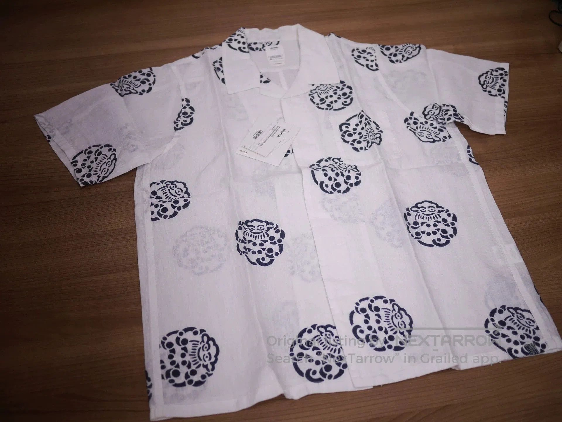 Visvim White Short-Sleeve Button-Up Shirt with Patterns. Size US L / EU 52-54 / 3 - 2 Thumbnail