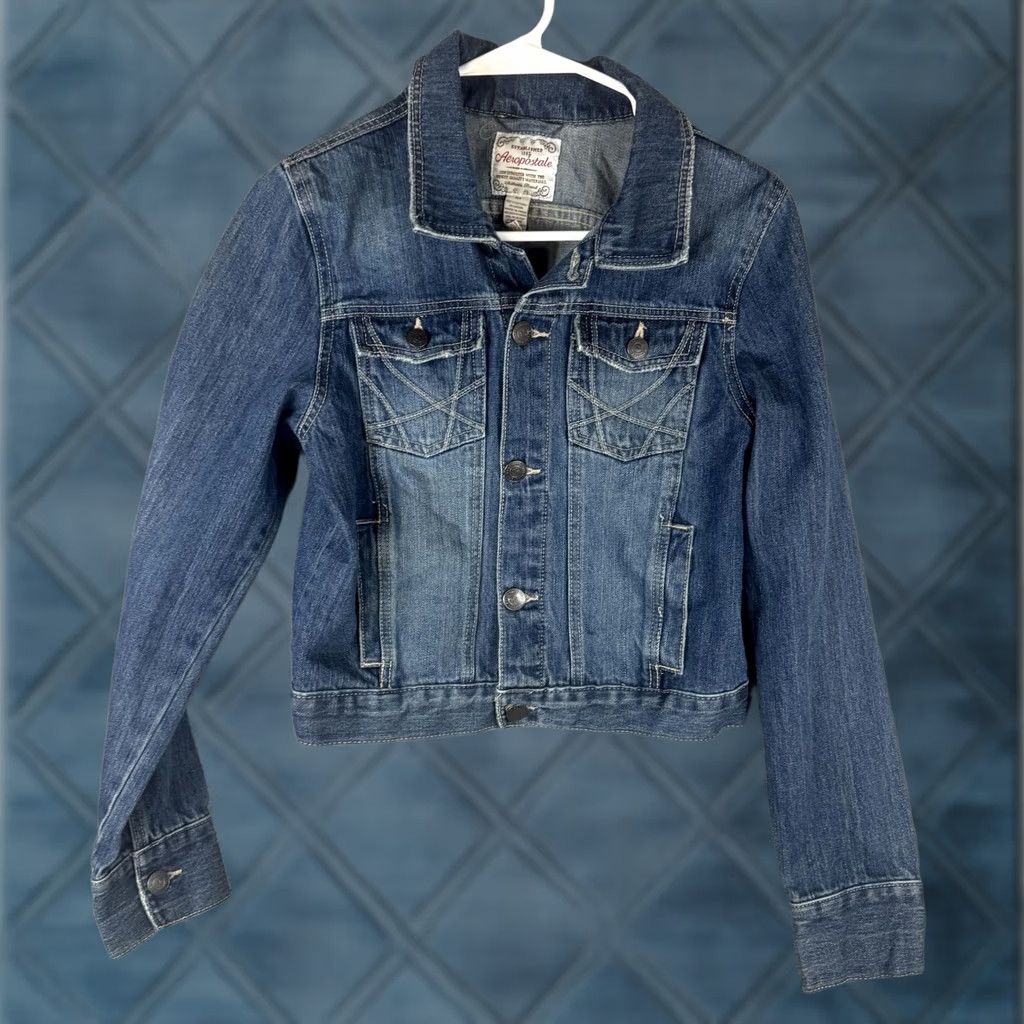 Aeropostale Aeropostale Denim Jacket Womens Medium Blue Button Front Pockets Jean Trucker Jeans Jacket Size 32" / US 10 / IT 46 - 1 Thumbnail