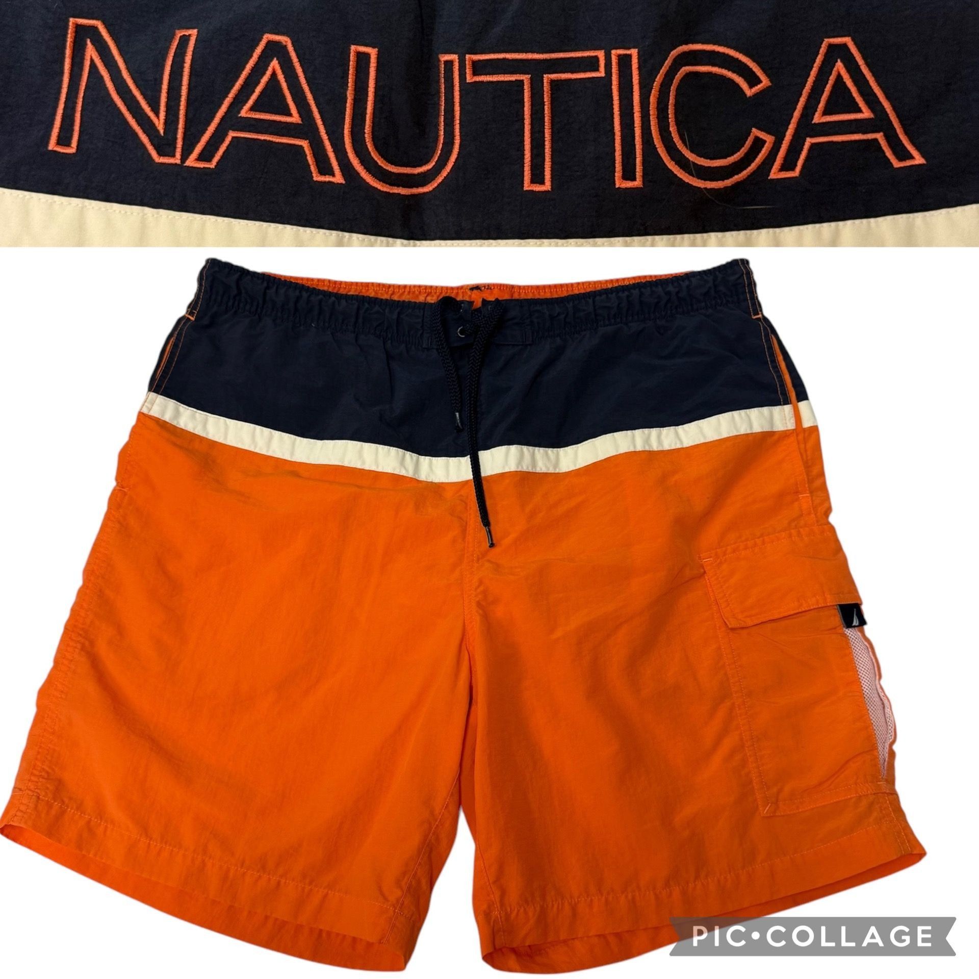Nautica Vtg Nautica Swim Trunks Orange Blue COLOR BLOCK Shorts Size US 36 / EU 52 - 1 Thumbnail