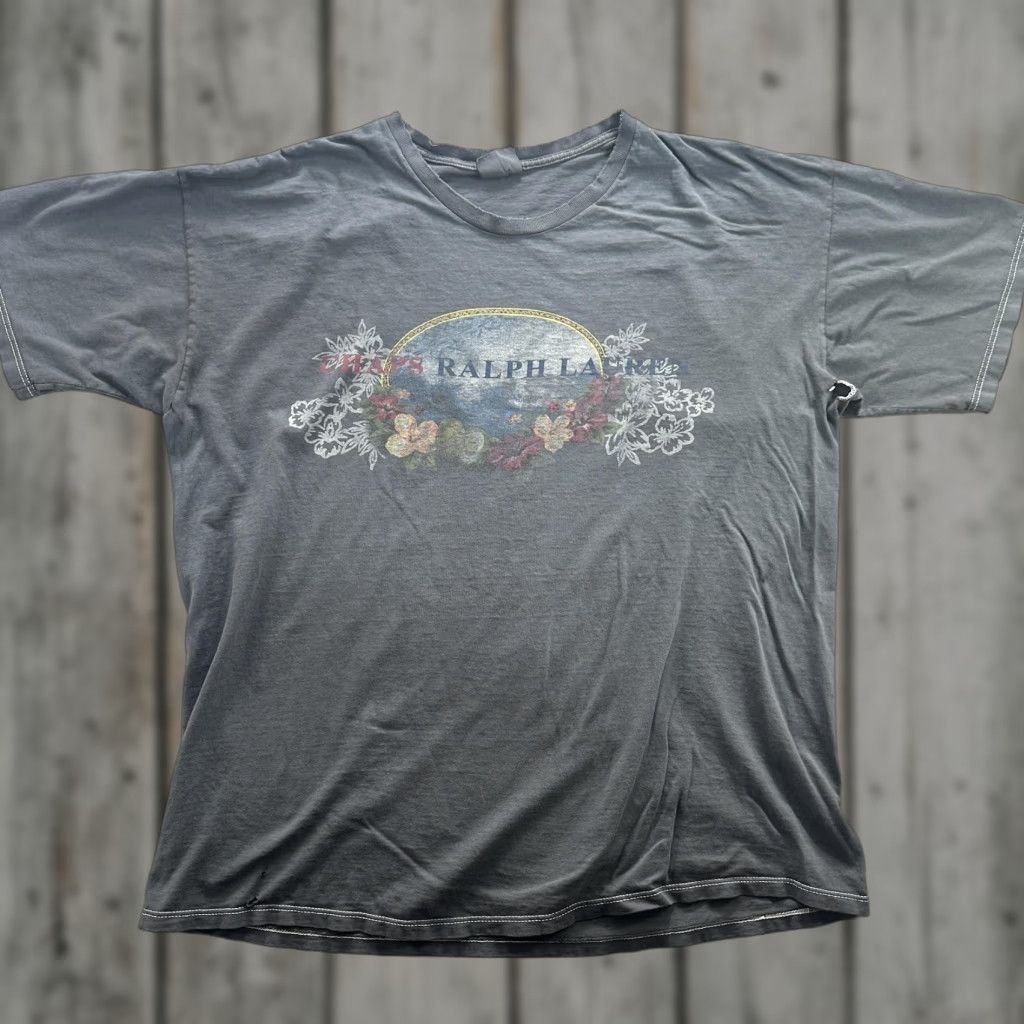 Ralph Lauren Ralph Lauren Shirt Womens Large Gray Floral Graphic Tee Short Sleeve Casual Size L / US 10 / IT 46 - 1 Thumbnail