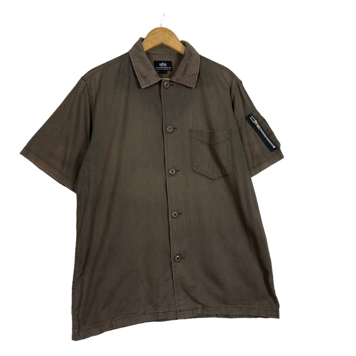 Alpha Industries ALPHA INDUSTRIES Olive Green Cotton Blend Shortsleeve Size US M / EU 48-50 / 2 - 3 Thumbnail