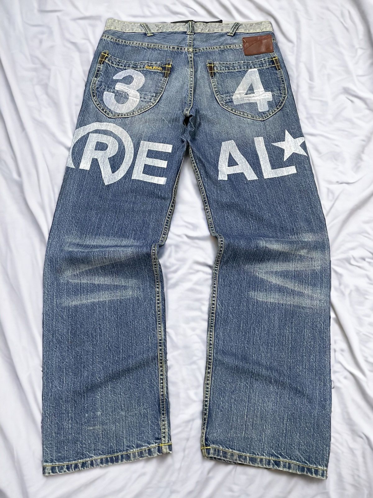 Artful Dodger × Ed Hardy Real Bvoice Painted Dirty Baggy Loose Jeans Size US 34 / EU 50 - 1 Thumbnail