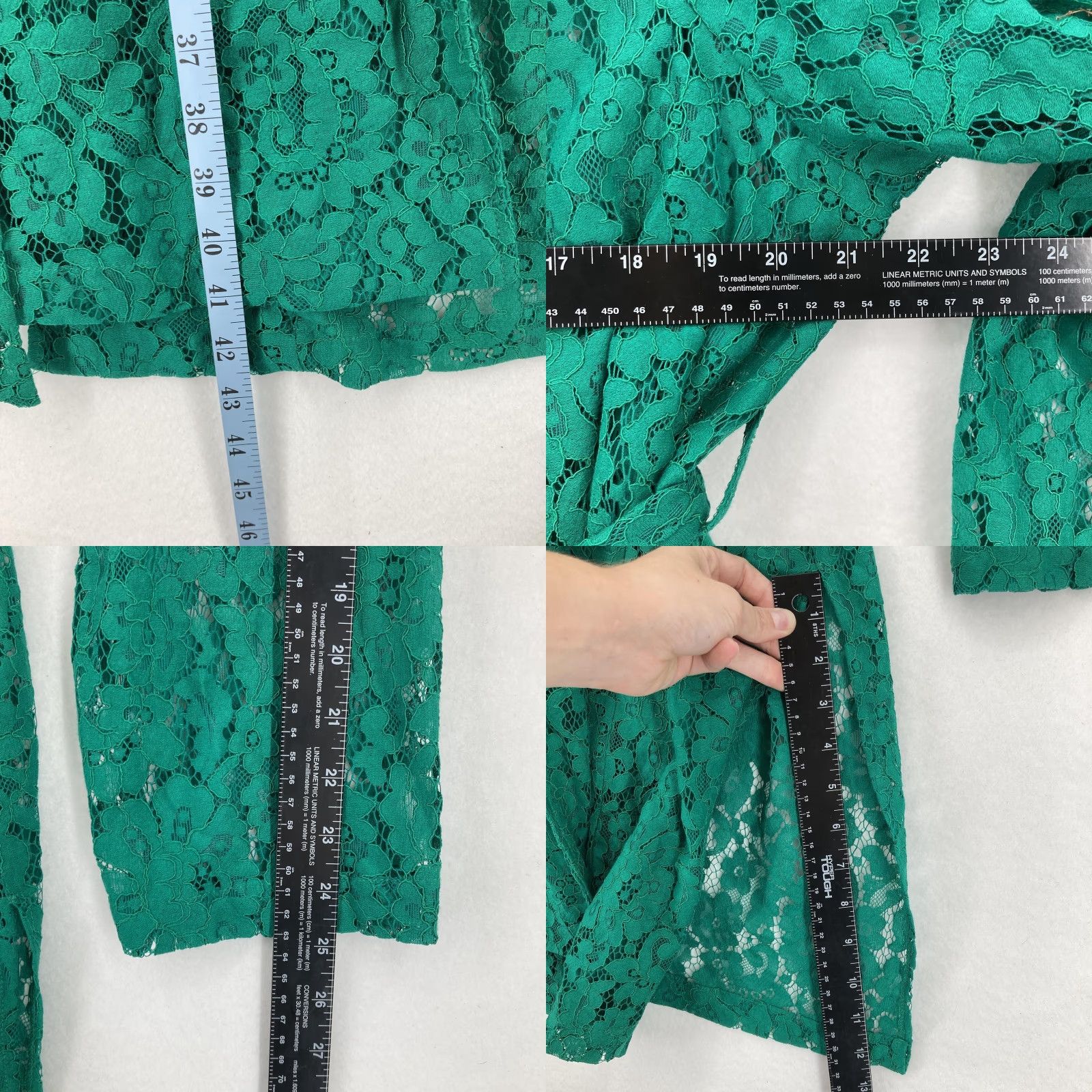 Torrid Torrid Lace Trench Jacket Womens 2X Green Long Sleeve Belted Open Front Sheer Coatigan Size XXL / US 16-18 / IT 52-54 - 8 Thumbnail