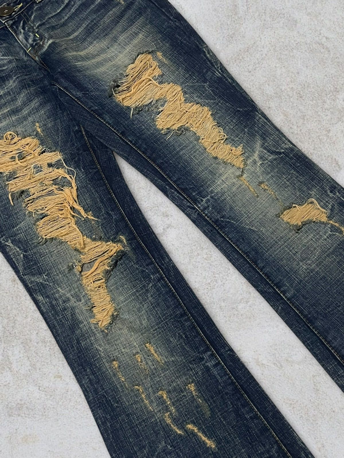 GOSTAR DE FUGA Maraxia Mudwash Distressing Flared Cracked Design Denim Size 25" / US 0 / IT 36 - 5 Thumbnail