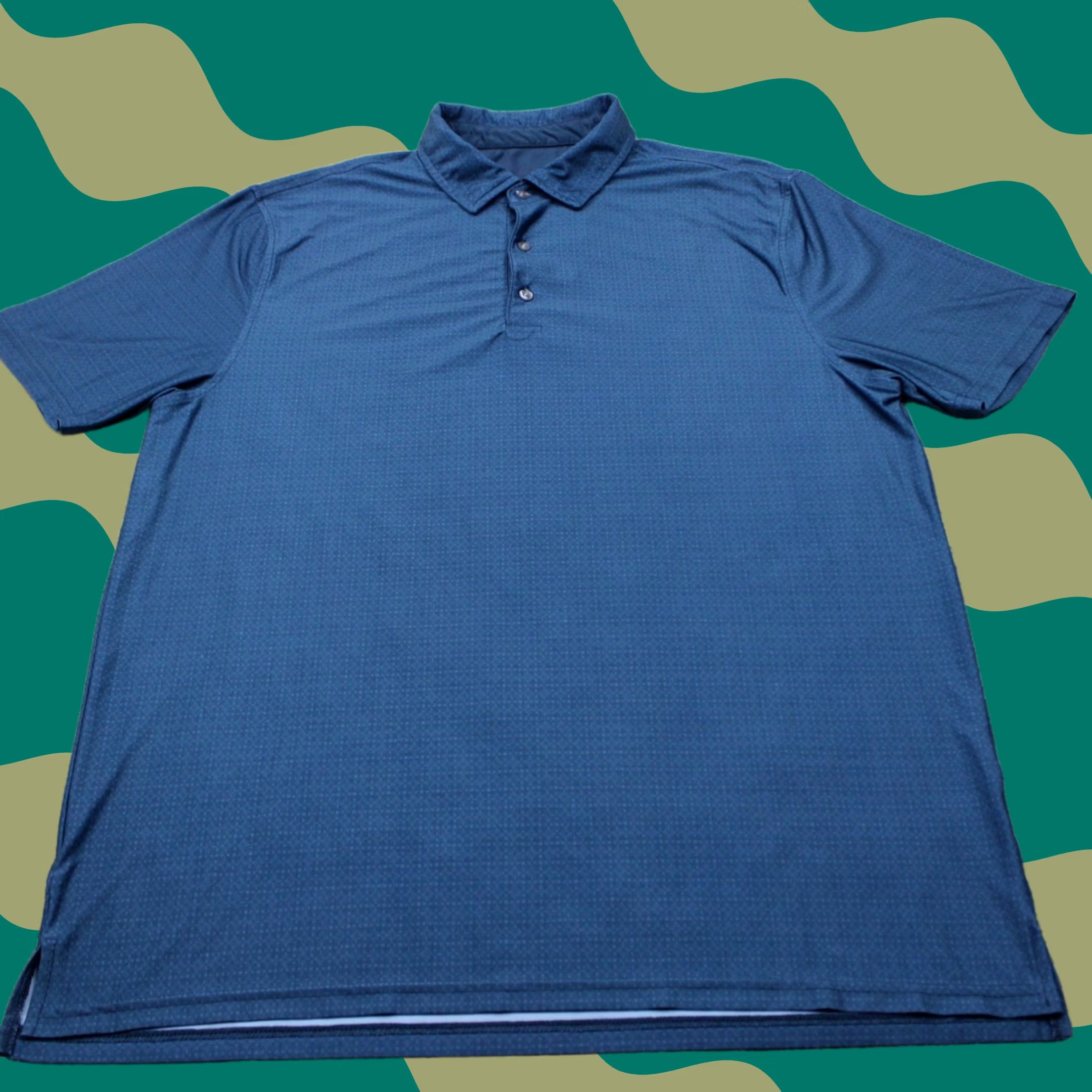 Vintage Hickey Freeman Polo Shirt Mens L Blue Geometric Short Sleeve Stretch Breathable 88% Polyester 12% Spandex Golf Driving Size US L / EU 52-54 / 3 - 1 Thumbnail