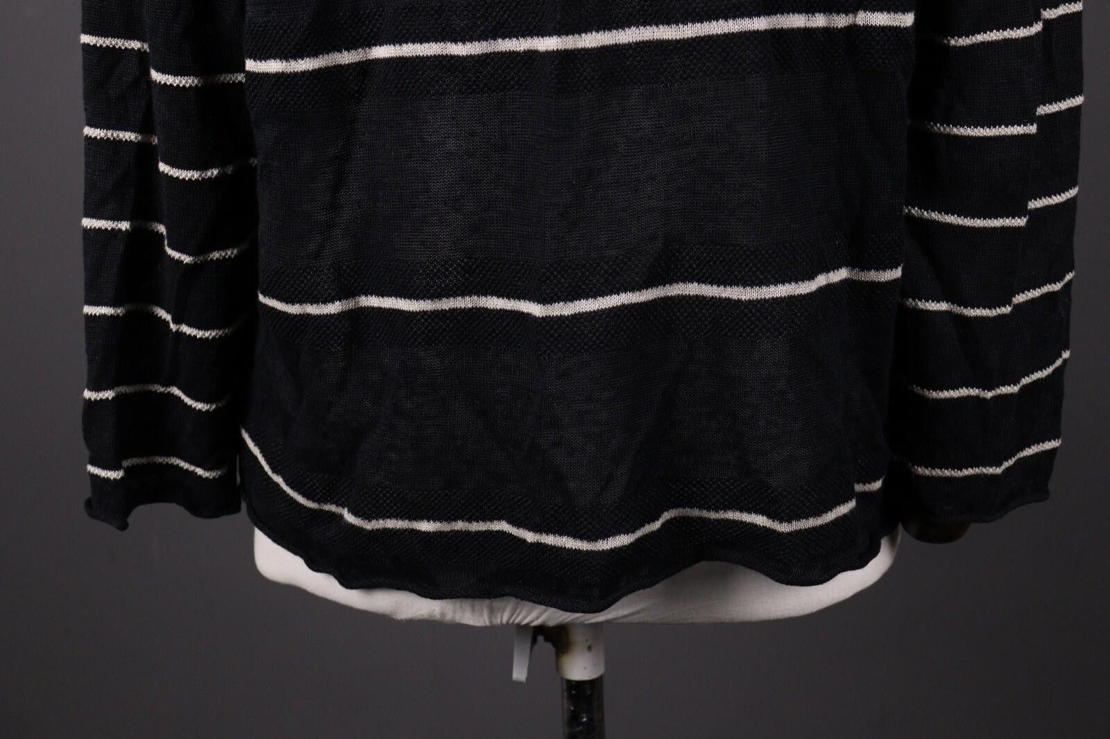 Designer Gudrun Sjoden Black Linen Stripe Knit Sweater Size S / M Size M / US 6-8 / IT 42-44 - 7 Thumbnail