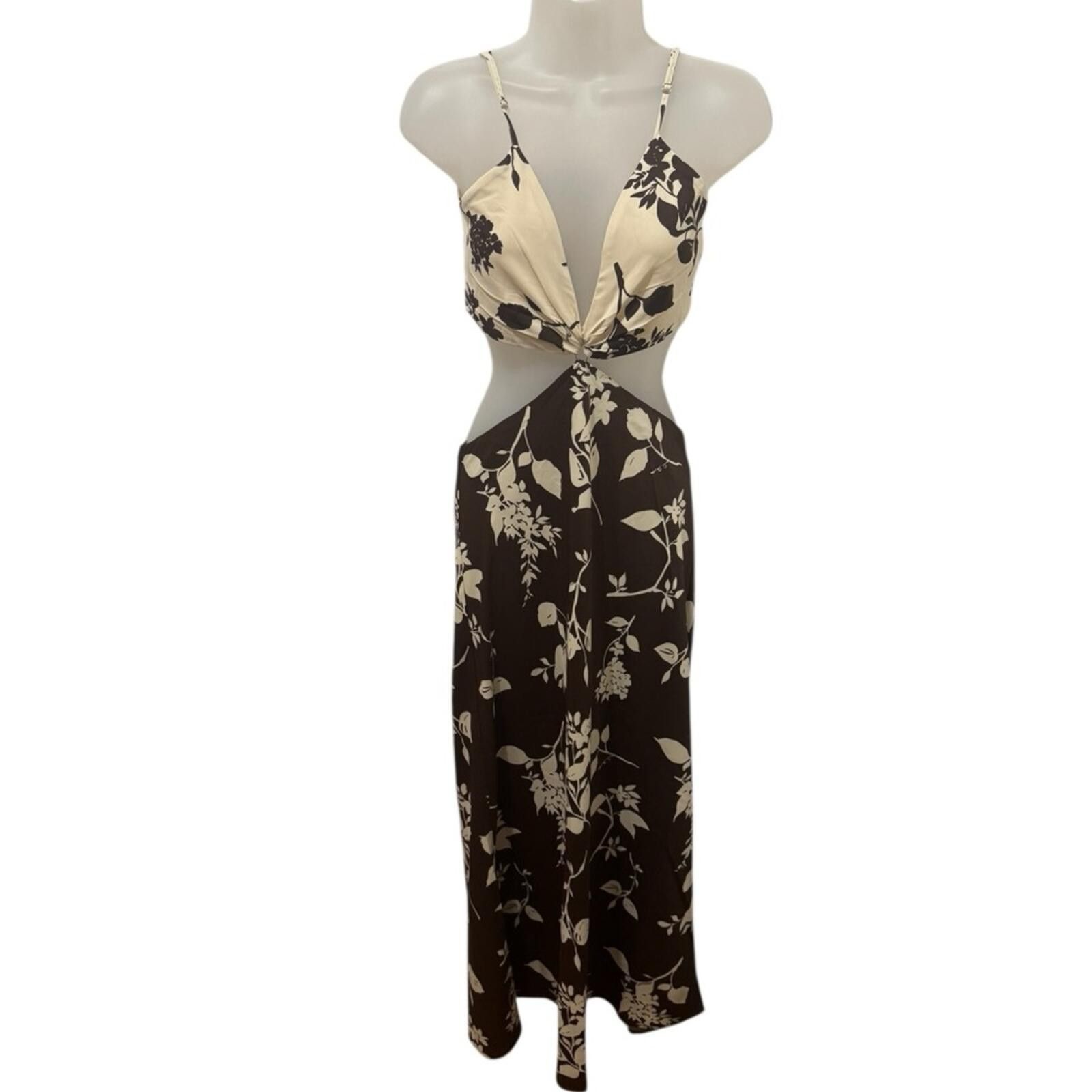 Abercrombie & Fitch A+F Slip Cutout Floral Cutout Midi Medium Boho Summer NWT Size M / US 6-8 / IT 42-44 - 2 Thumbnail