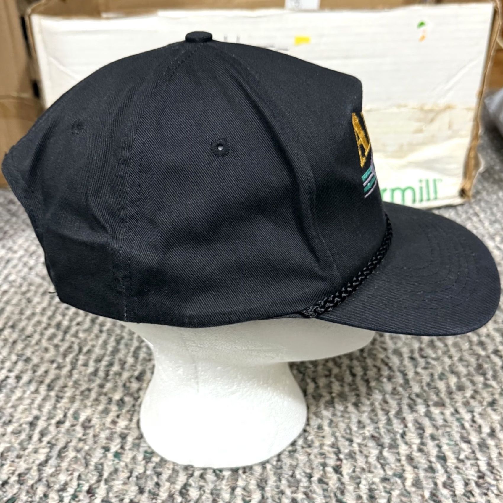 Vintage VINTAGE Alaska Hat Black Rope Snapback Bald Eagle 80s Trucker Outdoor USA KC Collections Men One Size Adjustable Baseball Cap Mens Black USA Outdoors Size ONE SIZE - 5 Thumbnail