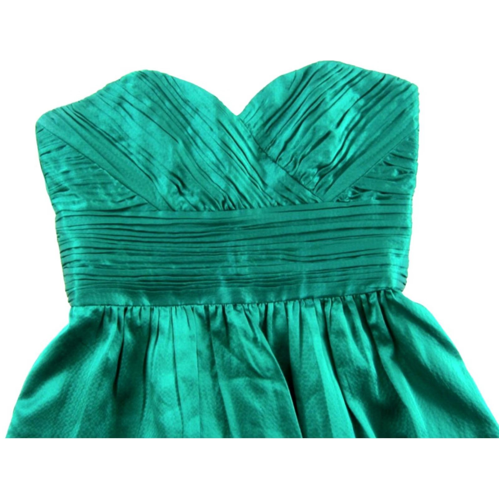 Vintage Shoshanna Emerald Green 100% Silk Strapless Ruched Sheath Dress Woman Size 4 Size S / US 4 / IT 40 - 4 Thumbnail