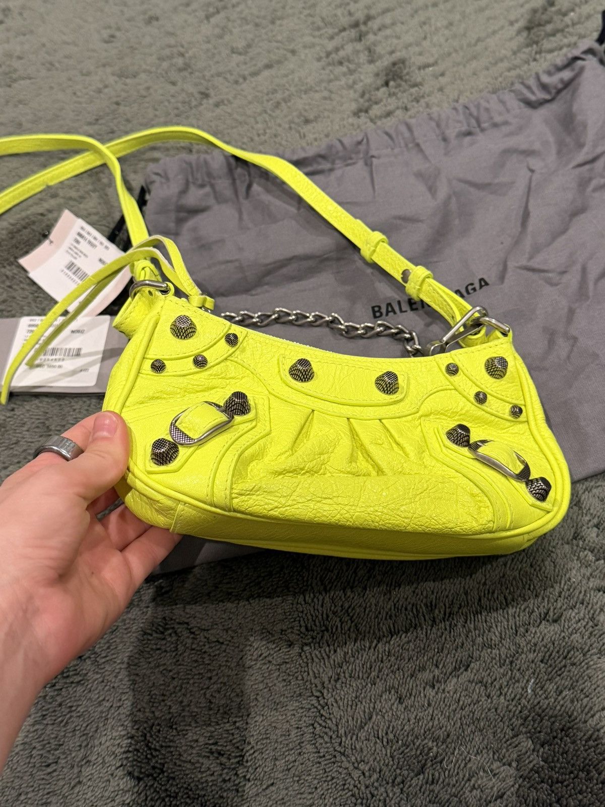 Balenciaga WOMEN'S LE CAGOLE MINI BAG WITH CHAIN IN FLUO YELLOW Size ONE SIZE - 14 Thumbnail