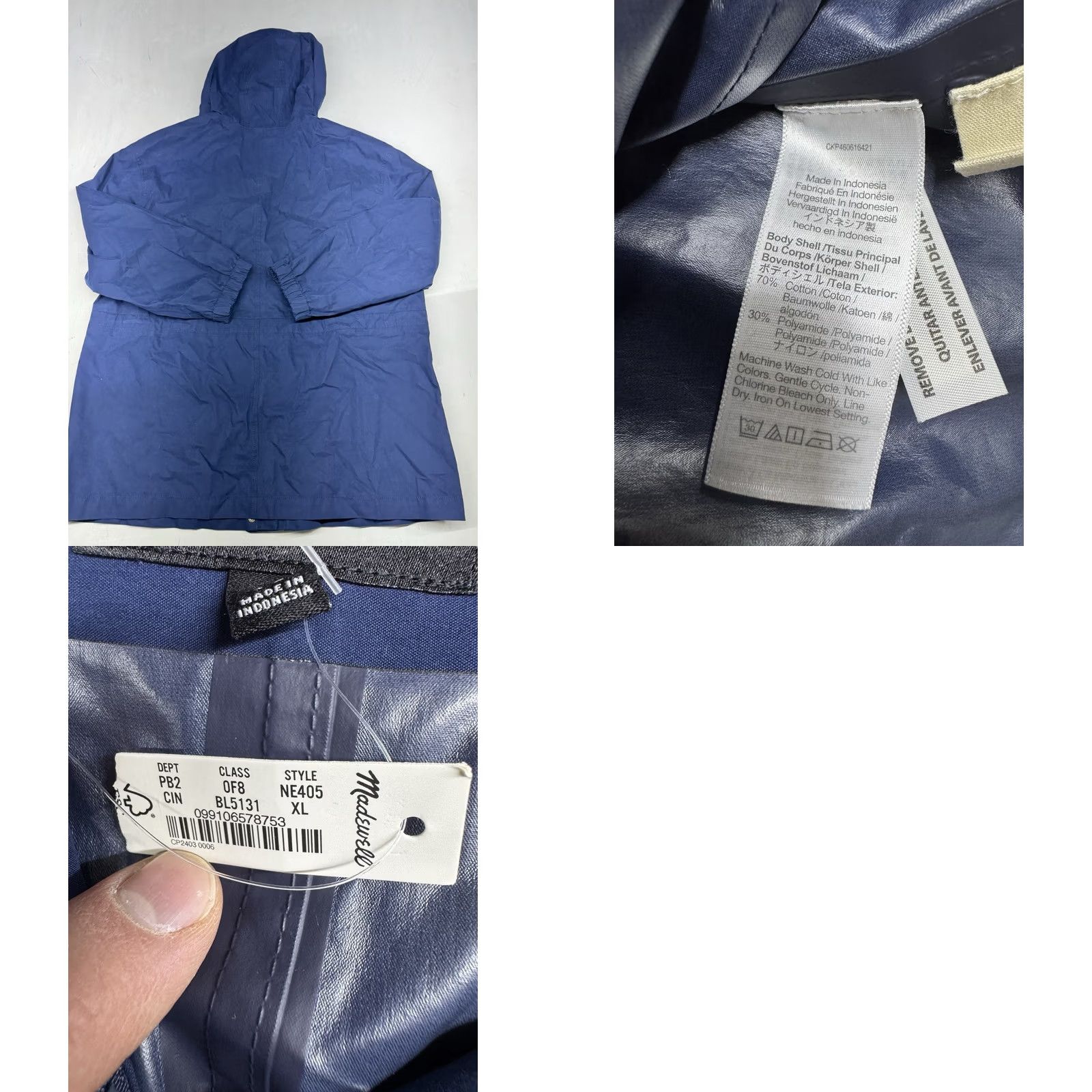 Madewell Madewell Raincoat Waterproof Hooded Raincloud Indigo Blue XL Women’s NWT Weatherproof Coat Size XL / US 12-14 / IT 48-50 - 8 Thumbnail
