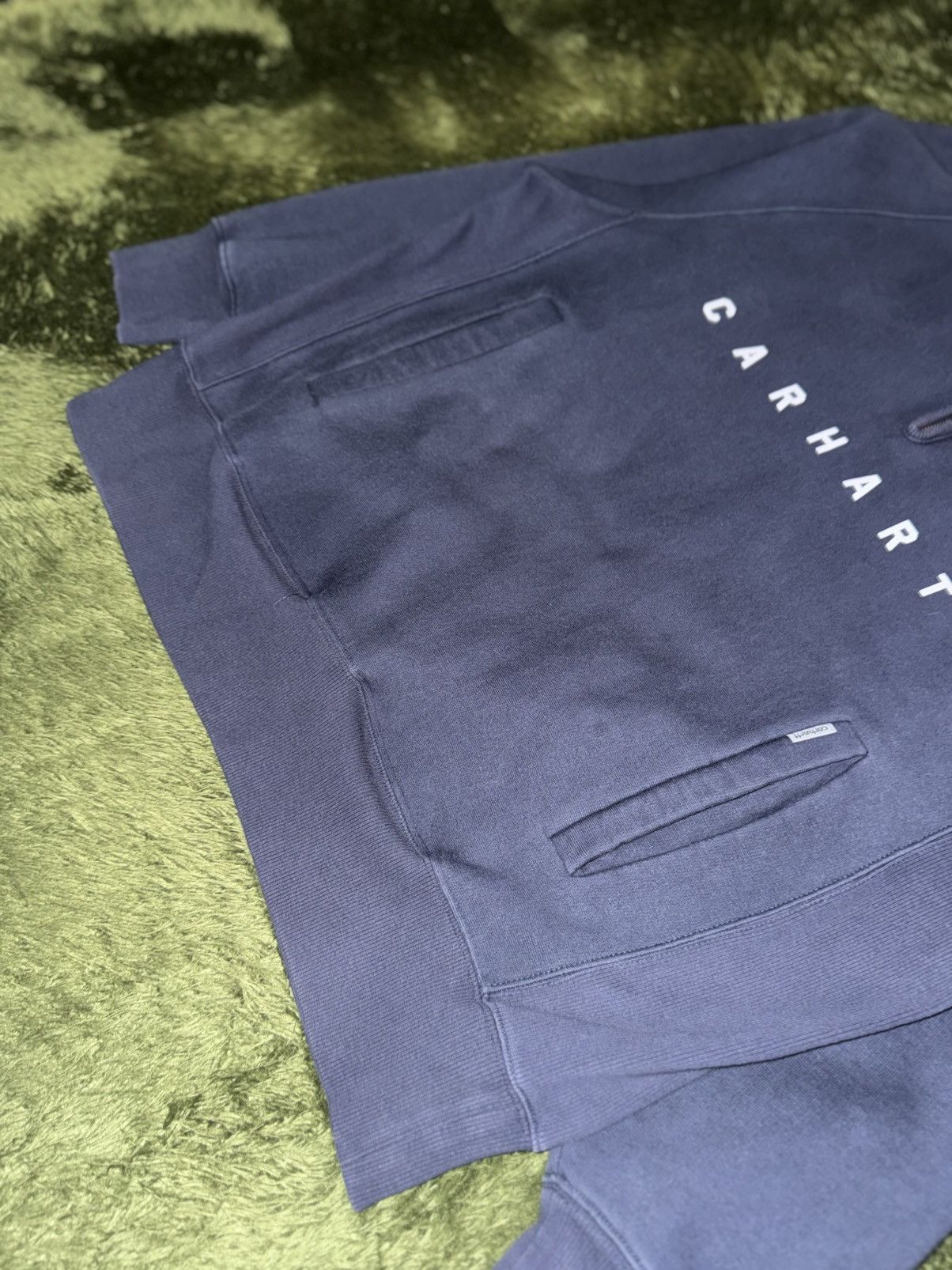 Carhartt Wip [L] Carhartt WIP GARRET Quarter Zip Logo Hoodie Washed Navy Size US L / EU 52-54 / 3 - 4 Thumbnail