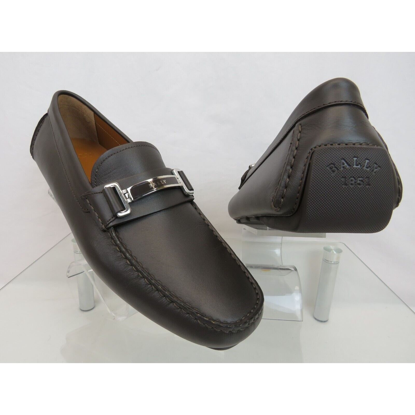 Bally BALLY DRULIO BROWN LEATHER METAL LOGO DRIVING LOAFERS 11 D Size US 11 / EU 44 - 6 Thumbnail