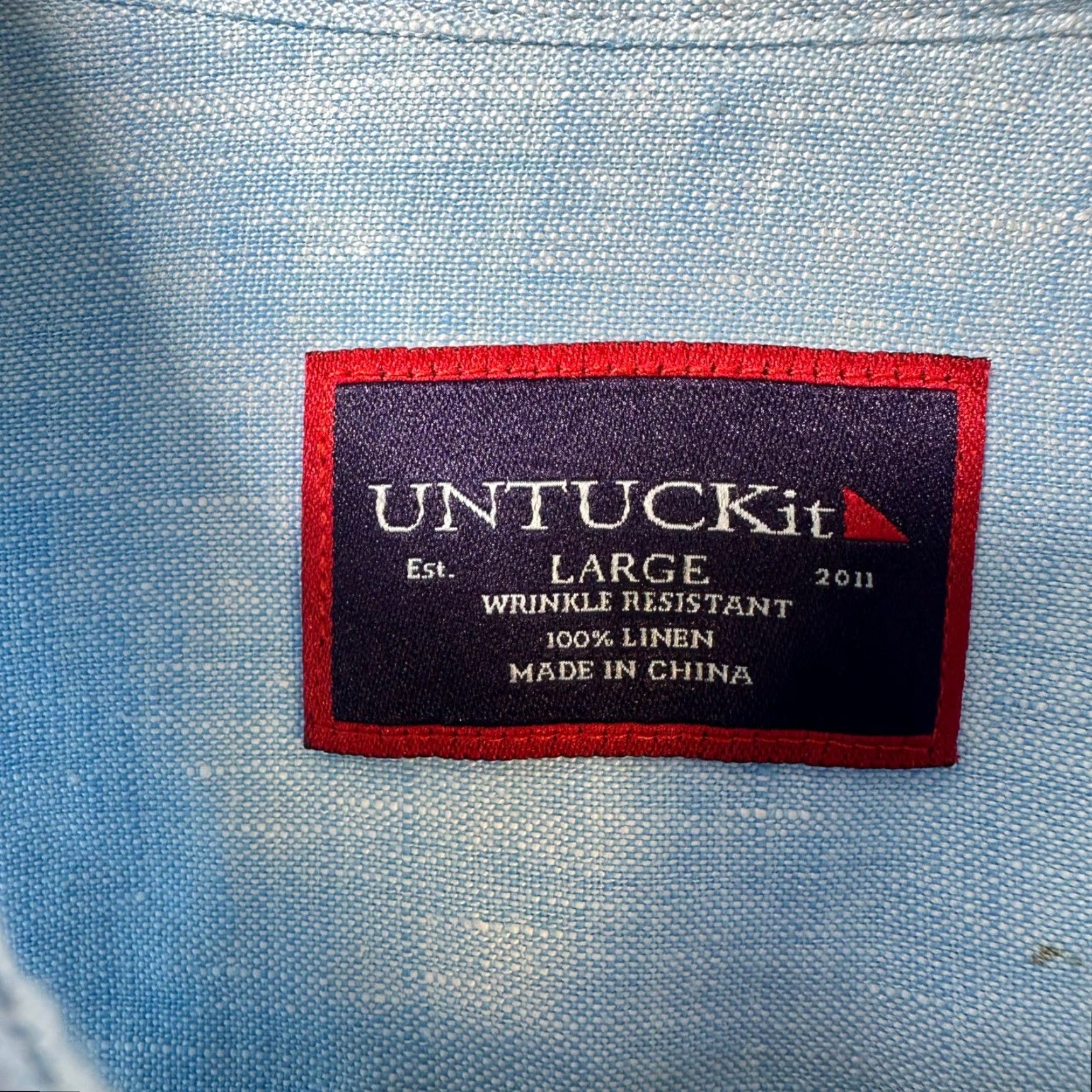 UNTUCKit UNTUCKit Grachetto Light Blue 100% Linen Wrinkle Resistant Shirt Mens Large Size US L / EU 52-54 / 3 - 2 Thumbnail