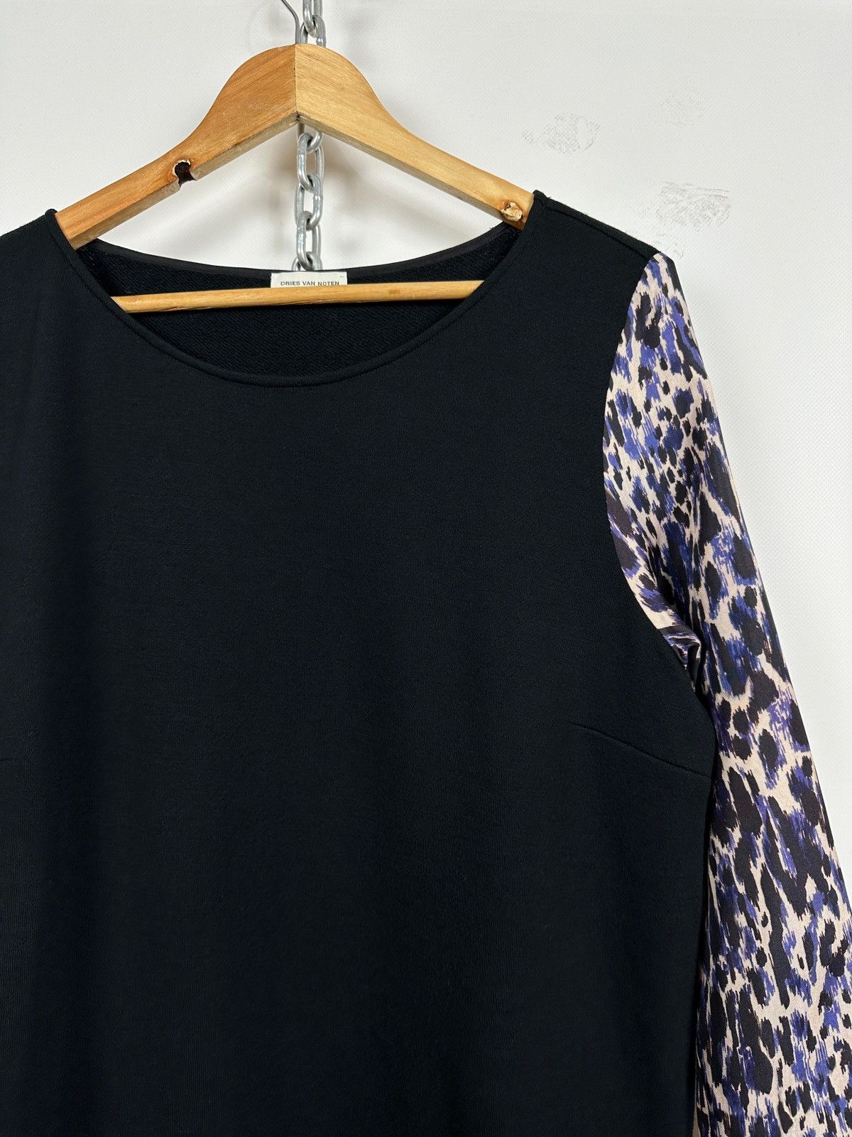 Dries Van Noten Dries Van Noten Black Wool / Leopard Silk Sleeve Sweater Size M / US 6-8 / IT 42-44 - 6 Thumbnail