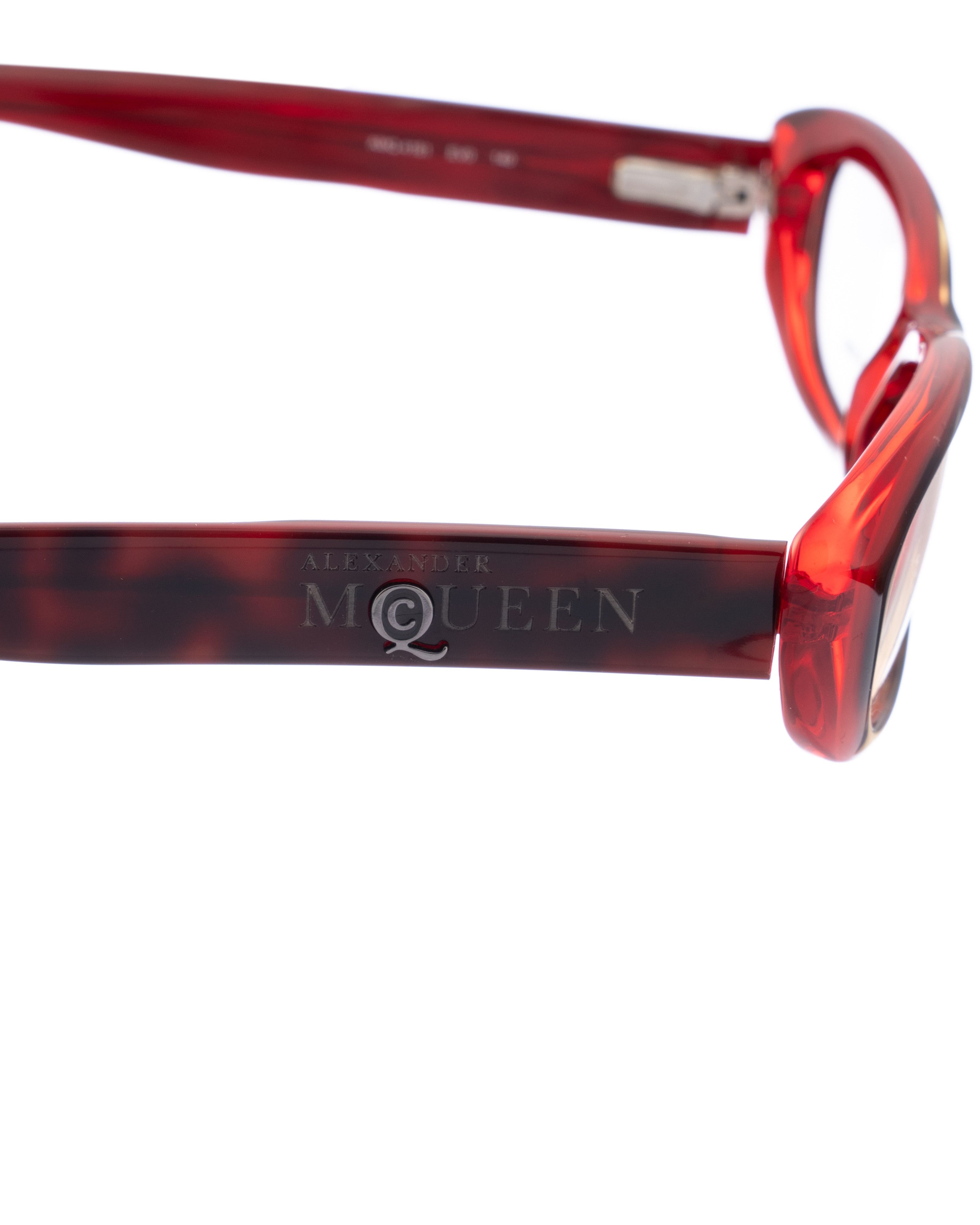 Alexander McQueen Alexander McQueen 90s Dark Red Cat Eye Transparent Glasses Size ONE SIZE - 3 Thumbnail