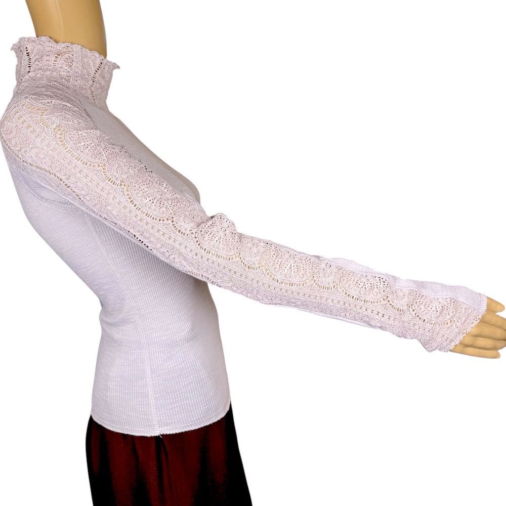 Free People NWT New Free People Freddie Lace Rib Turtleneck Mauve Lilac Size XS / US 0-2 / IT 36-38 - 3 Thumbnail