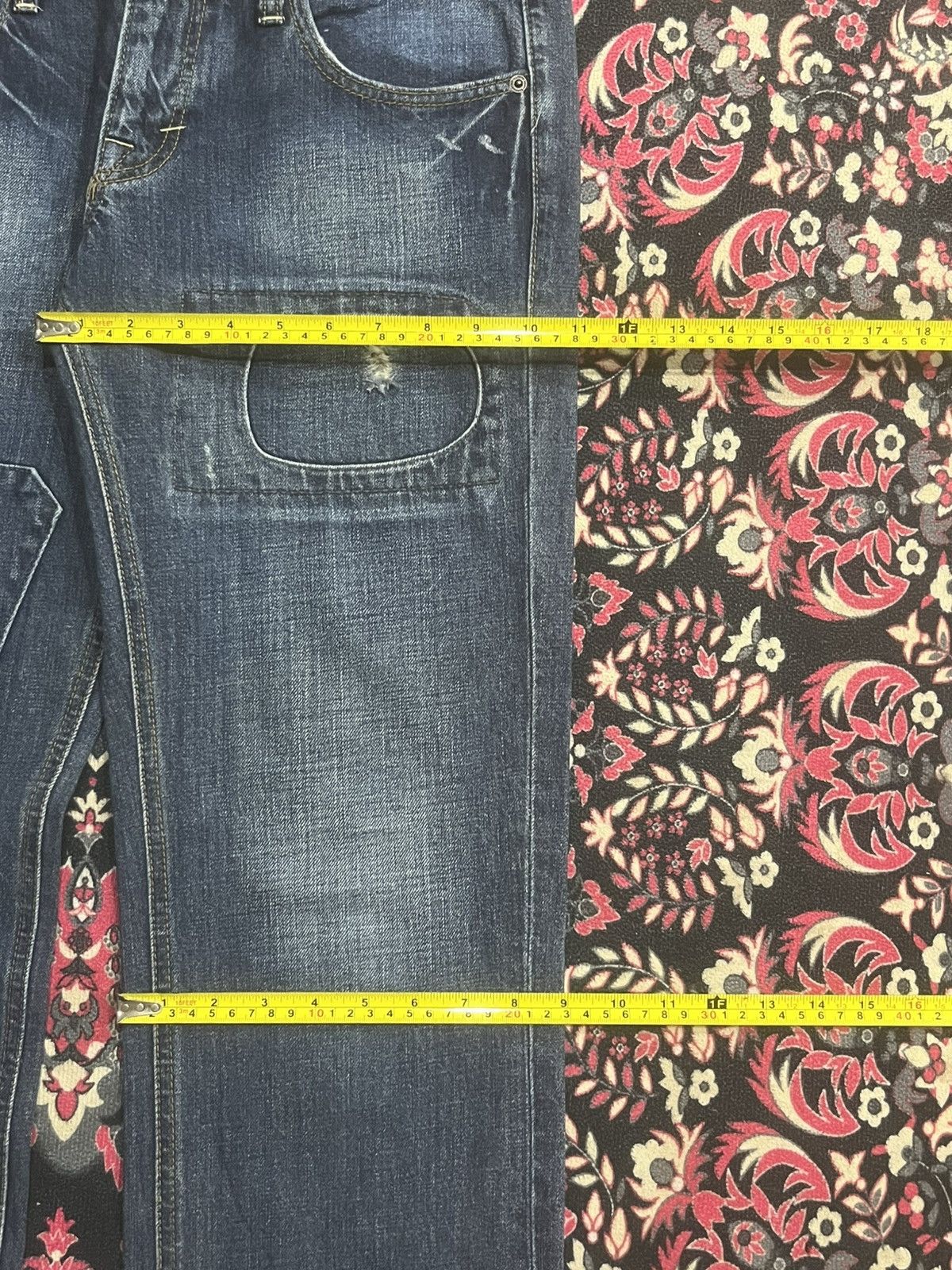 Japanese Brand Japanese Brand Blue Washed Distressed Patches Straight Jeans Size US 32 / EU 48 - 12 Thumbnail