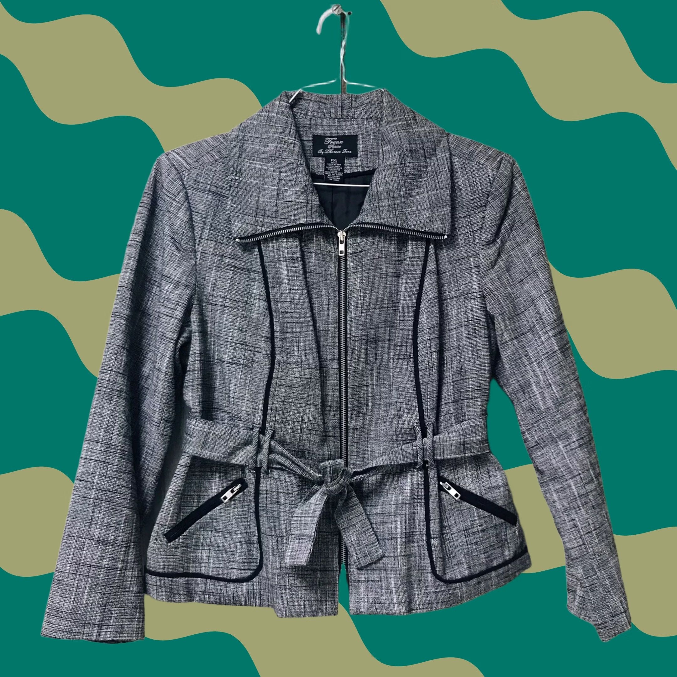 Vintage Trenz Petite Theresa Renz Women Knit Tie-Waist Belt Full Zip Blazer Jacket PXL Size XL / US 12-14 / IT 48-50 - 1 Thumbnail