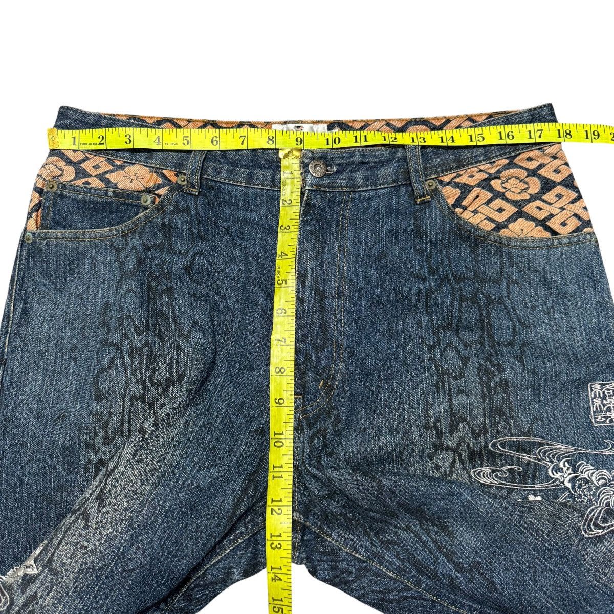 Karakuri Tamashii Vintage Karakuri Tamashii Denim Embroidery Dragon Snake Skin Size US 36 / EU 52 - 17 Thumbnail