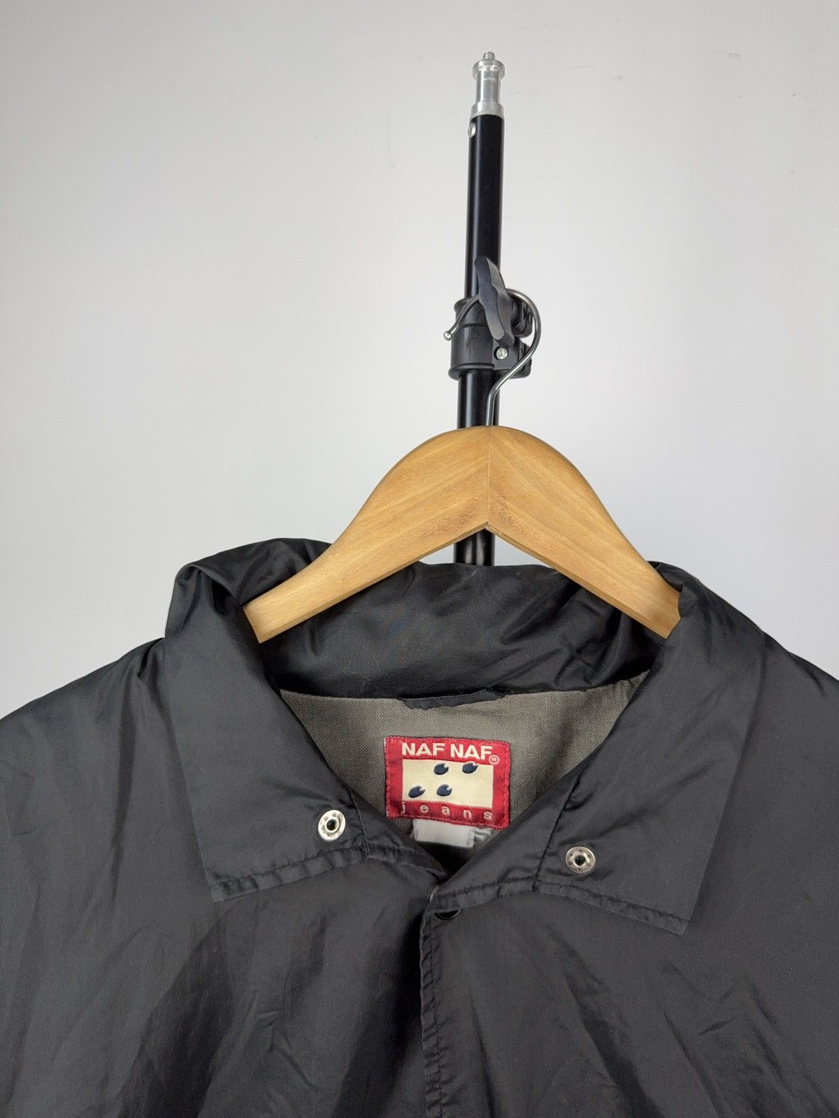 Issey Miyake × Japanese Brand × Vintage Vintage 90s NAF NAF Jeans Black Windbreaker Jacket Logo Size US L / EU 52-54 / 3 - 4 Thumbnail