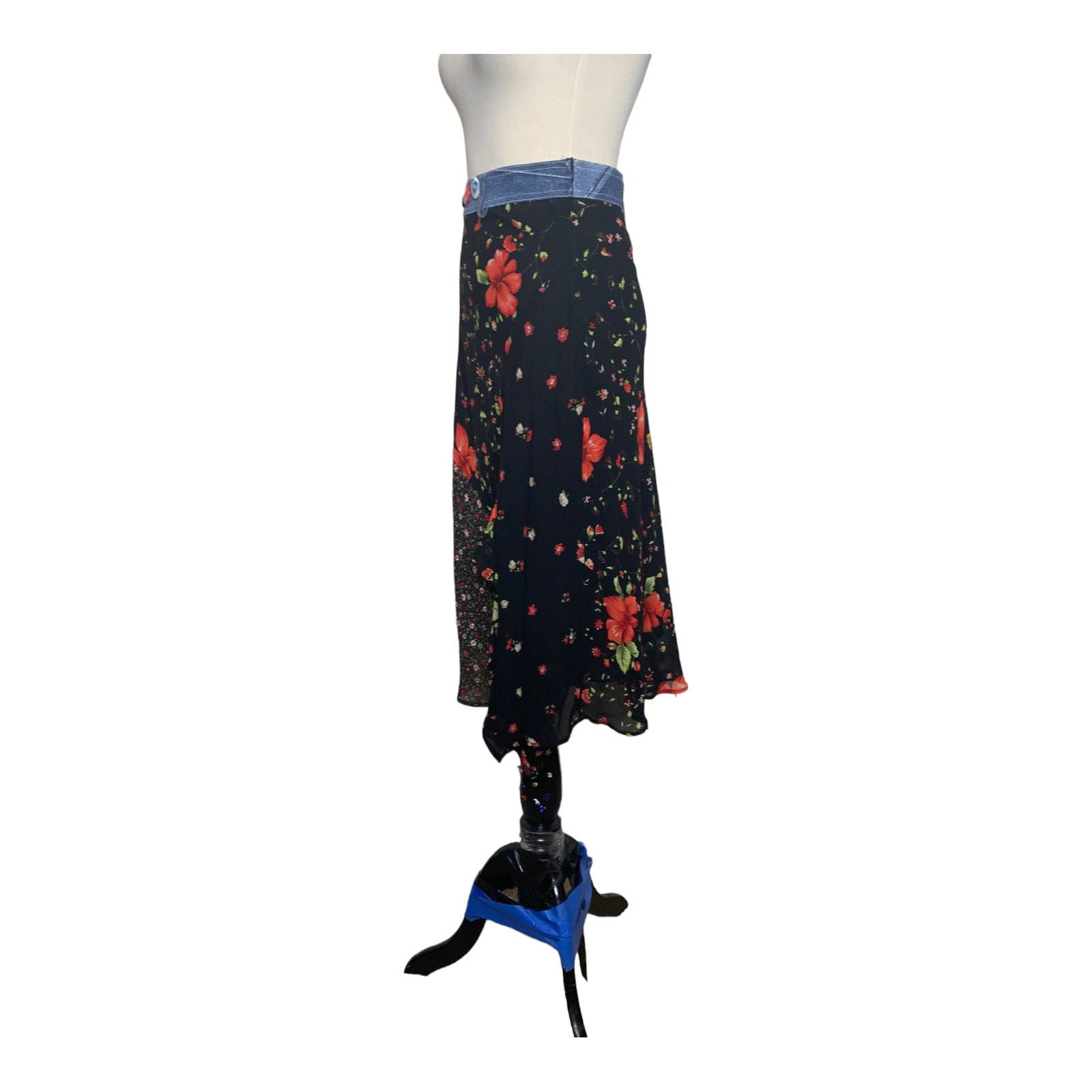 Maje Maje Paris black red floral ruffled skirt size 3- Small Size 32" / US 10 / IT 46 - 8 Thumbnail