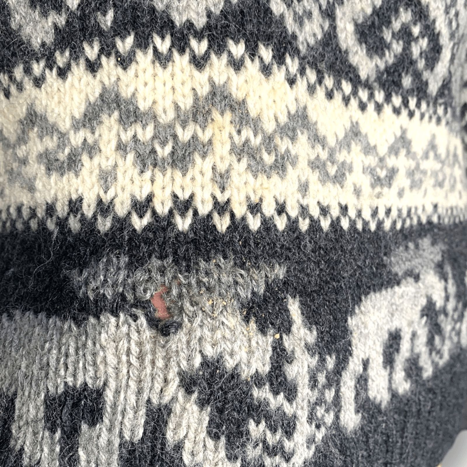 Eddie Bauer Vintage 90s Eddie Bauer Gray Wool Moose Nordic Fair Isle Size M / US 6-8 / IT 42-44 - 6 Thumbnail