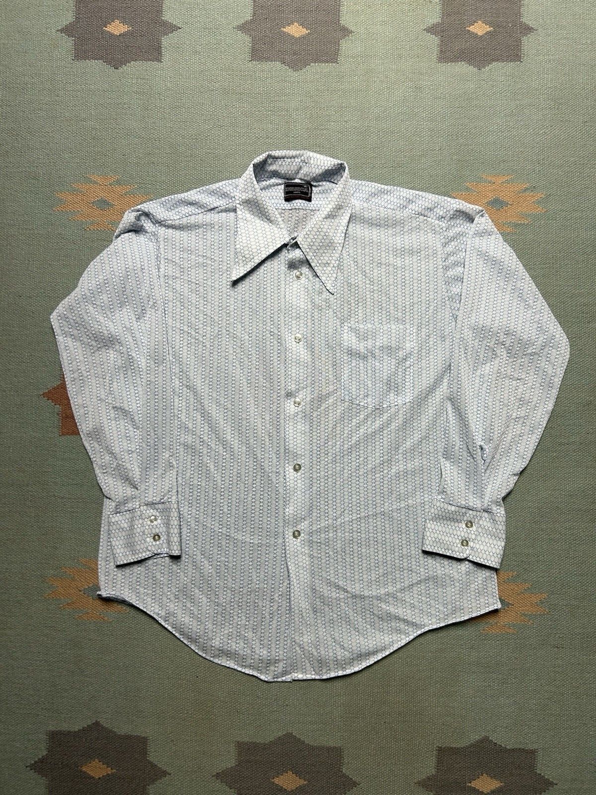 Vintage Vtg 1970s button shirt nylon? poly? sheer dagger collar XL Size US XL / EU 56 / 4 - 1 Thumbnail
