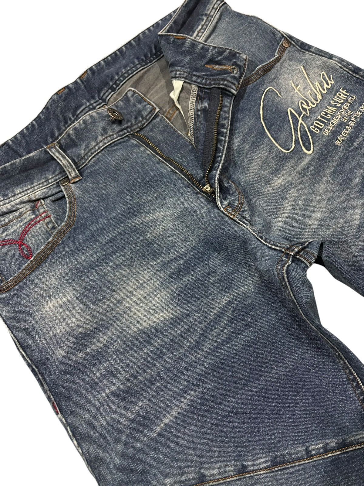 Gotcha × Seditionaries Y2k Vtg Gotcha Distressed Faded Patchwork Stretch Jeans Size US 34 / EU 50 - 4 Thumbnail