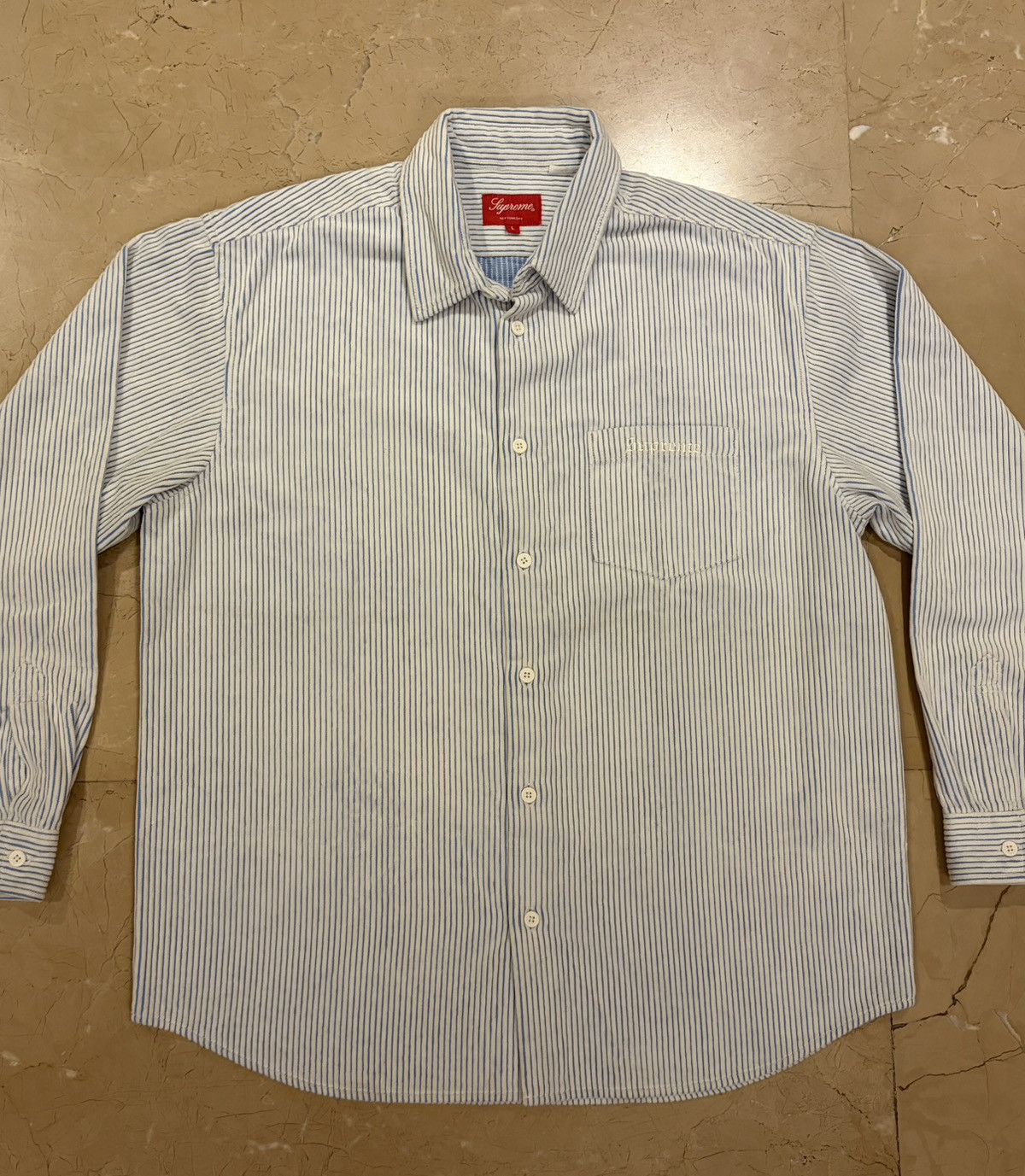 Supreme Supreme two tone corduroy shirt white and blue Size US L / EU 52-54 / 3 - 1 Thumbnail