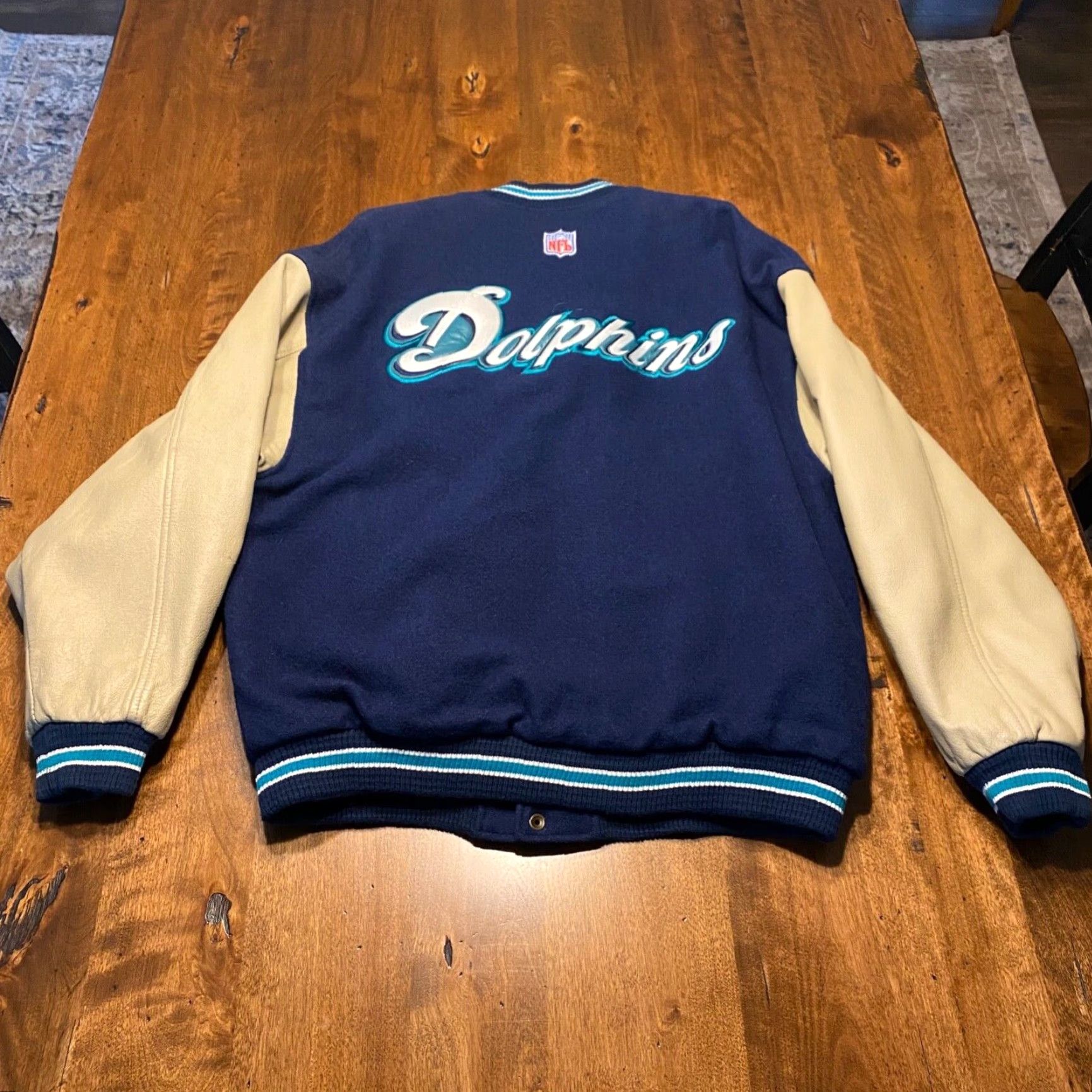 Nike NIKE Jacket Mens XL MIAMI DOLPHINS Letterman Varsity Wool Leather Vintage Y2K Size US XL / EU 56 / 4 - 2 Thumbnail