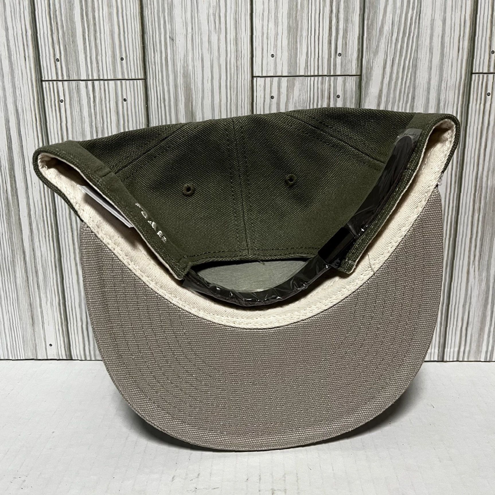 American Eagle Outfitters American Eagle Outfitters Hat Cap Strap Back Olive Army Green Canvas Basic Plain Size ONE SIZE - 4 Thumbnail