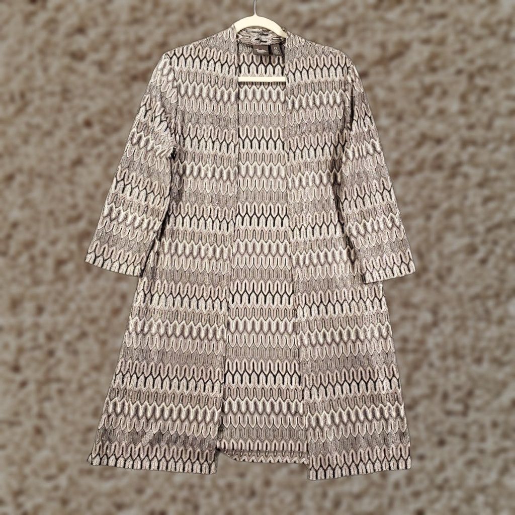 Vintage Chicos Cardigan Womens Small Gray 3/4 Sleeve Open Front Travel Casual Knit Sweater Size S / US 4 / IT 40 - 1 Thumbnail