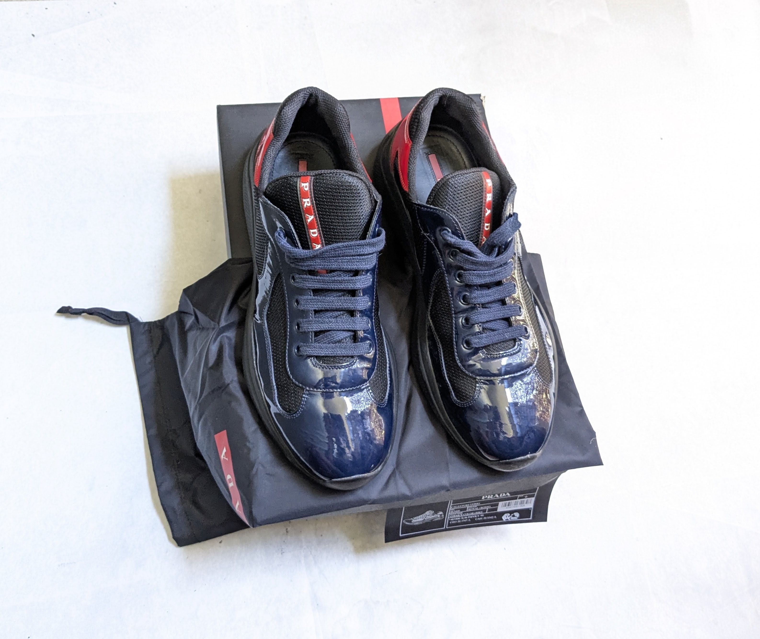 Prada Prada America's Cup Sneakers Navy Blue Black 10 Red Low Size US 10 / EU 43 - 1 Thumbnail