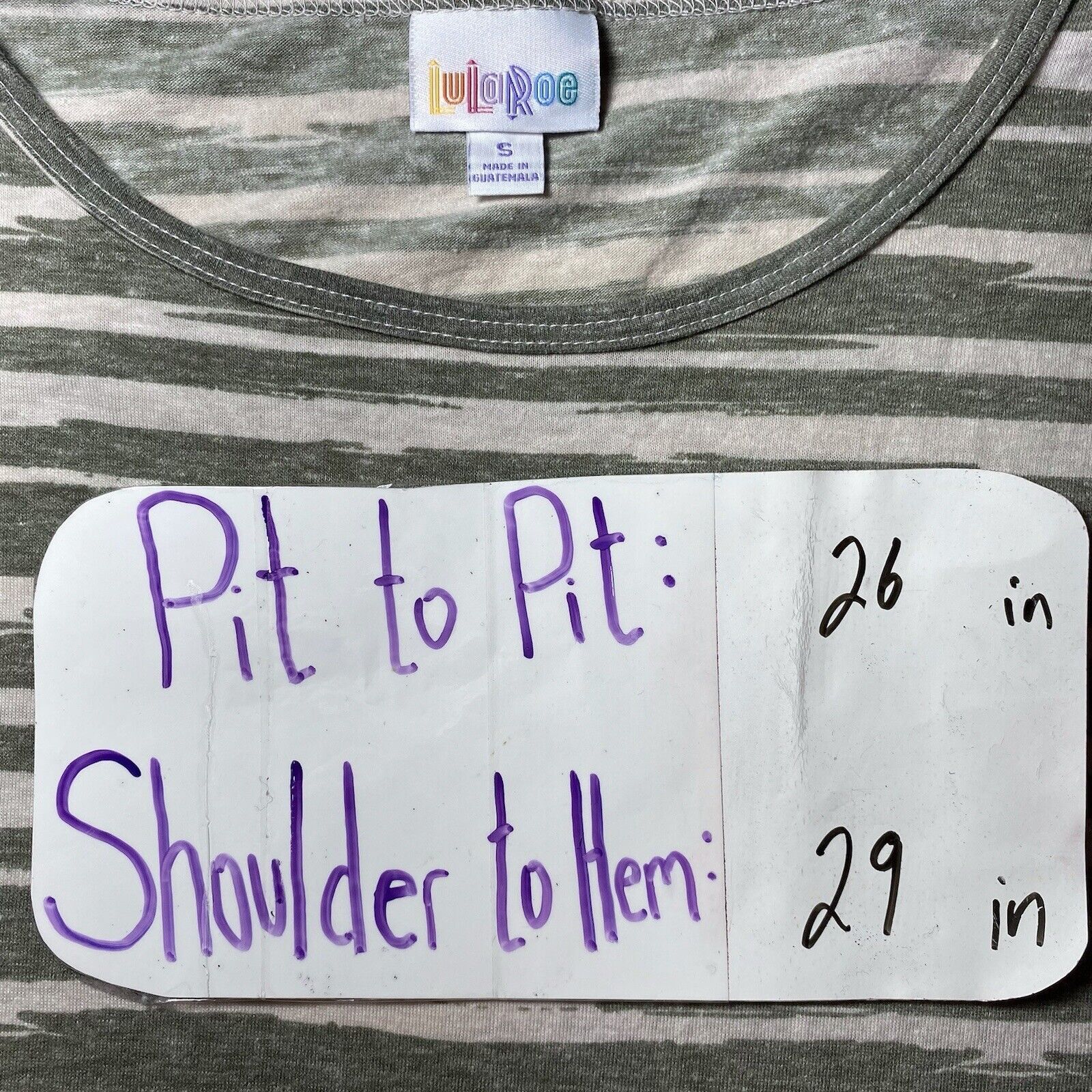 Other LulaRoe Irma Hi Lo Green Beige Striped Oversized T Shirt Size S / US 4 / IT 40 - 11 Thumbnail