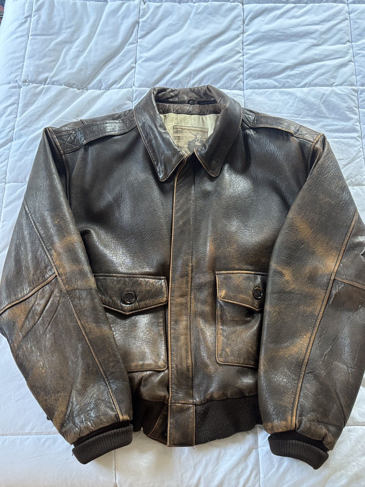 Arizona Jean Co. LEATHER JACKET BOMBER - XL VINTAGE LOOK/STYLE Size US XL / EU 56 / 4 - 1 Thumbnail