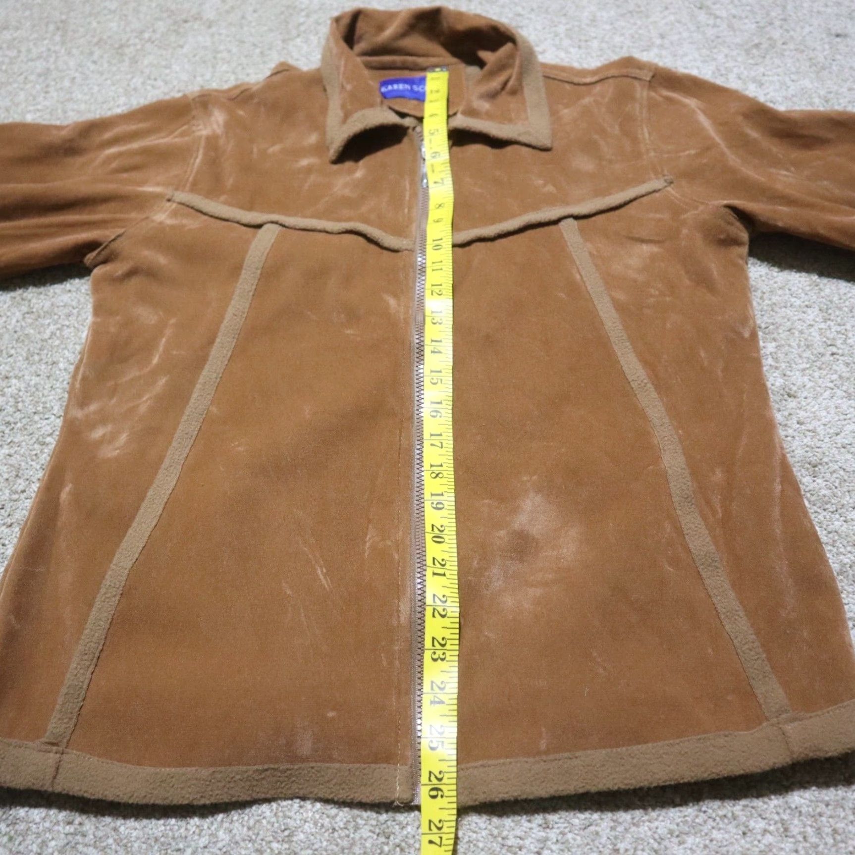 Vintage Karen Scott Jacket XL Women Tan Brown Zip Up Coat/Vest? Size XL / US 12-14 / IT 48-50 - 4 Thumbnail